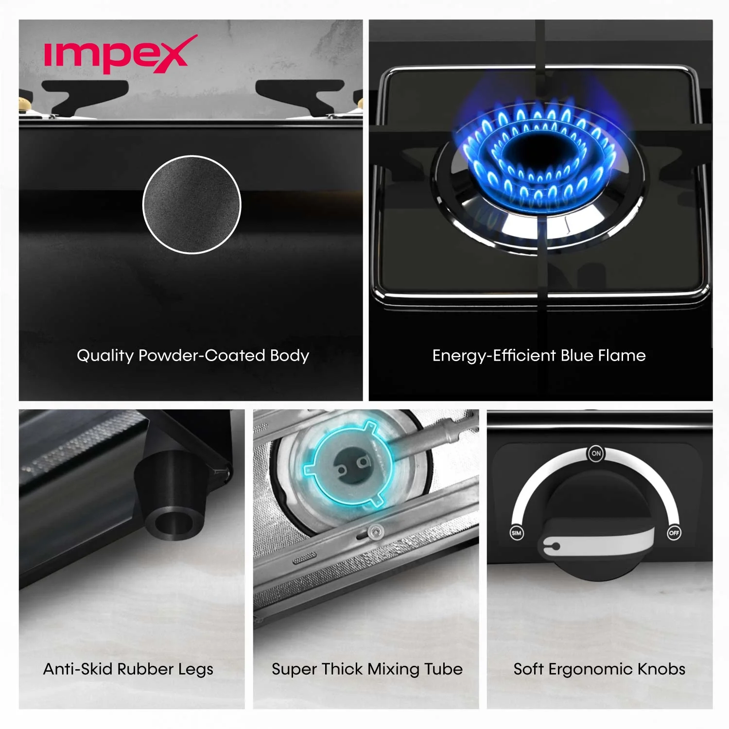 2 Burner Glasstop Gas Stove (Glaze 3B) | Easy Clean | Powder Coated | Rust Proof - Image 4