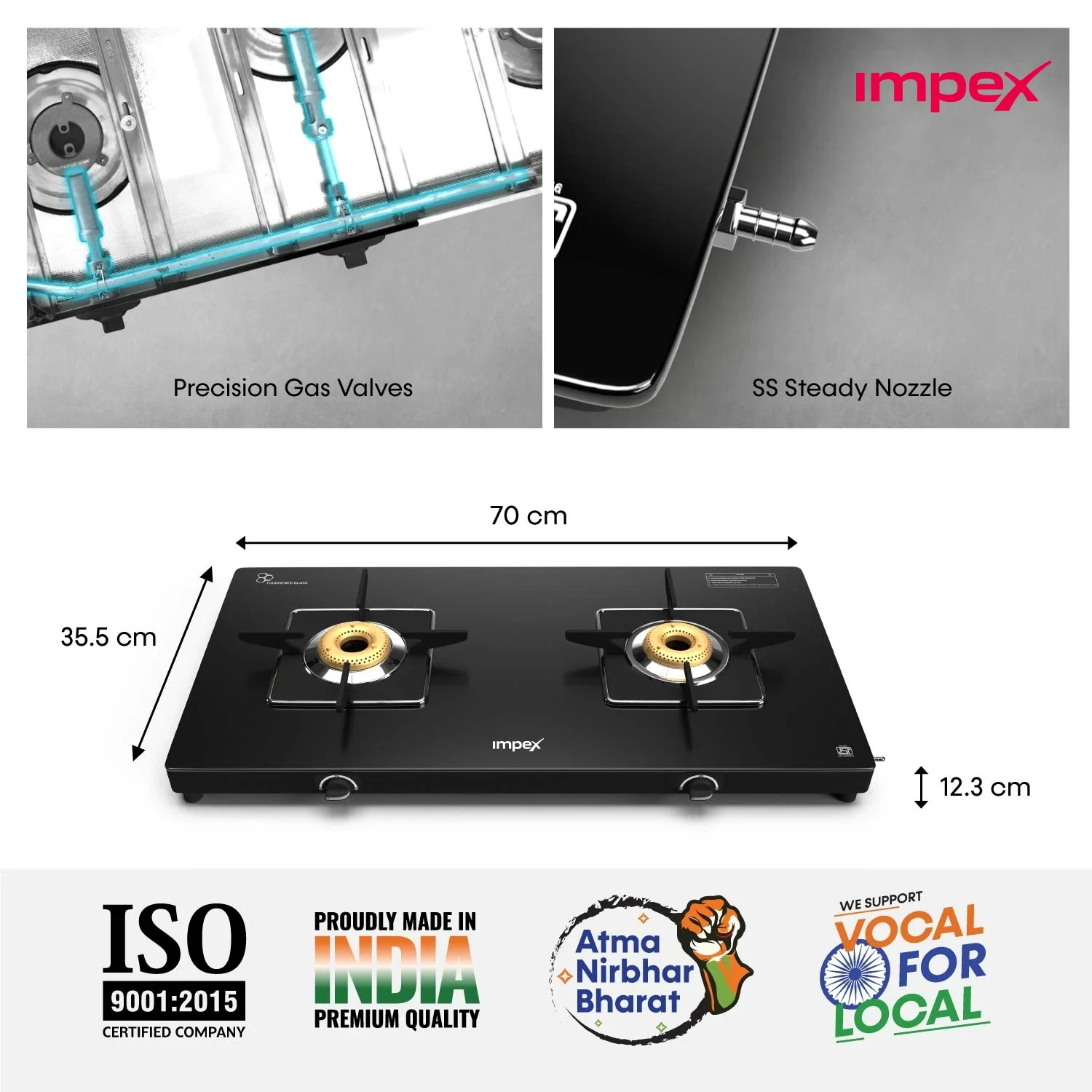 2 Burner Glasstop Gas Stove (Glaze 3B) | Easy Clean | Powder Coated | Rust Proof - Image 5