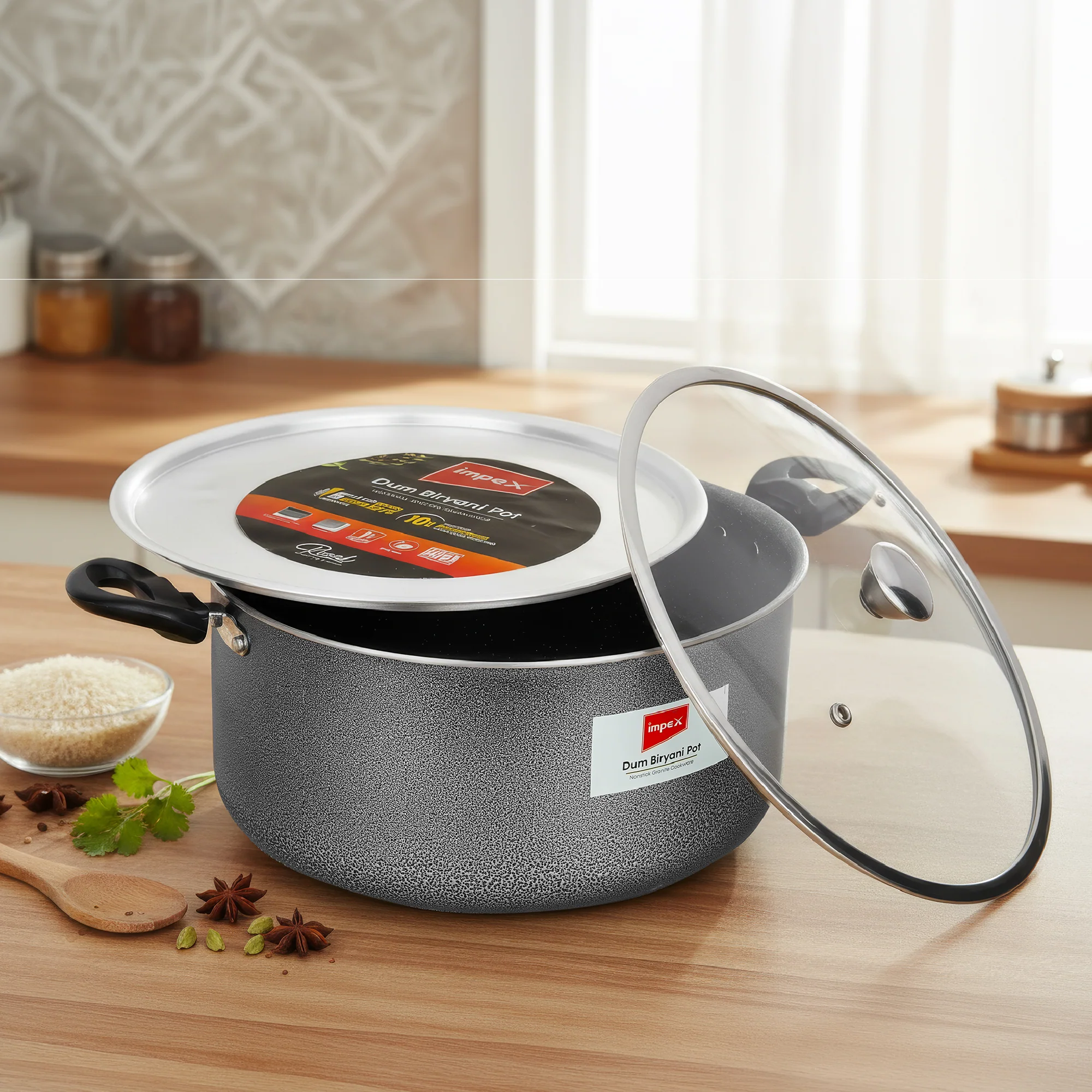 Impex Royal Family Feast Combo – 3-Burner Stainless Steel Stove, 12L Royal Dum Biryani Pot & Premium Cookware Suite - Image 3