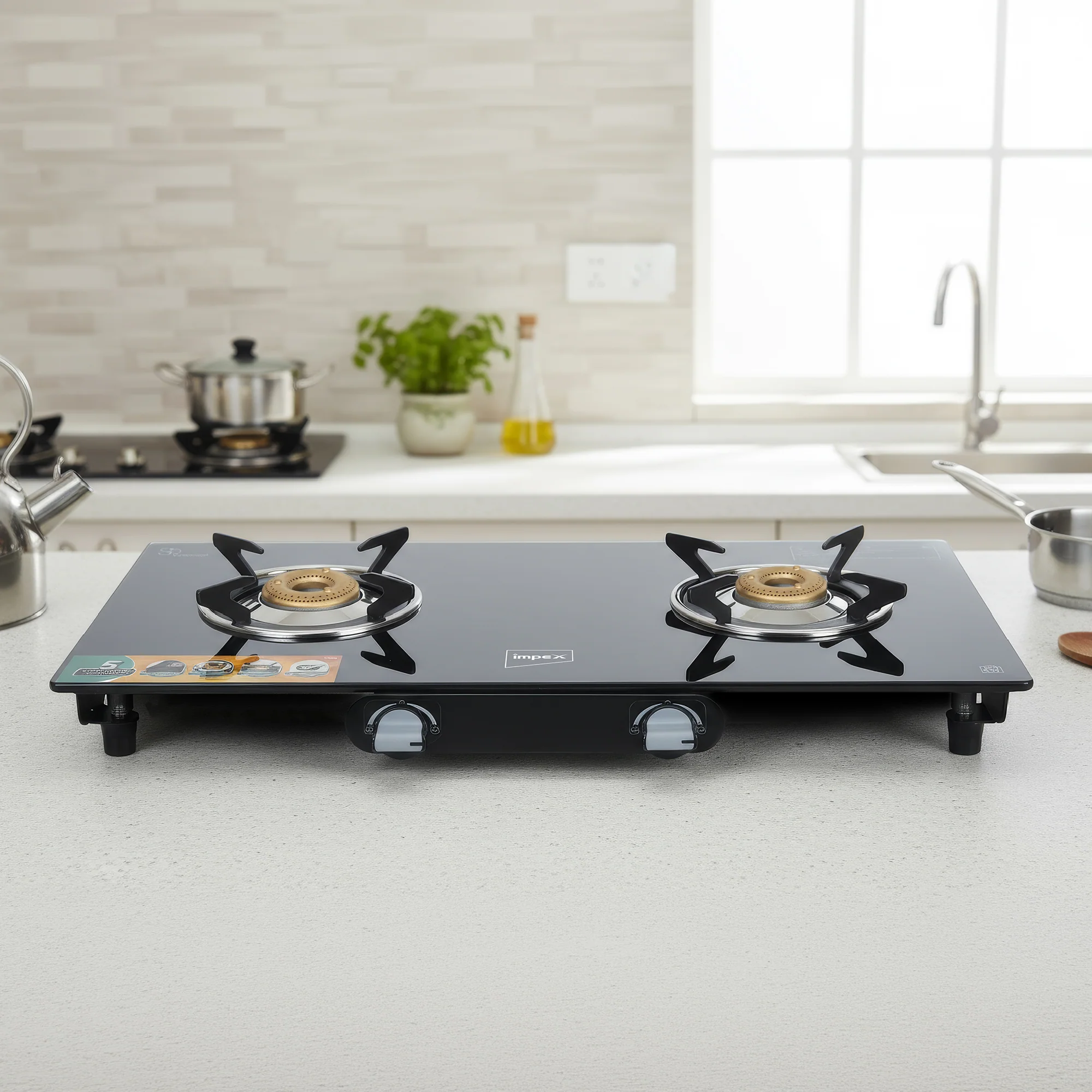 2 Burner Premium Frameless Gas Stove+ 26cm Tawa+ 20cm Appachatty - Image 3