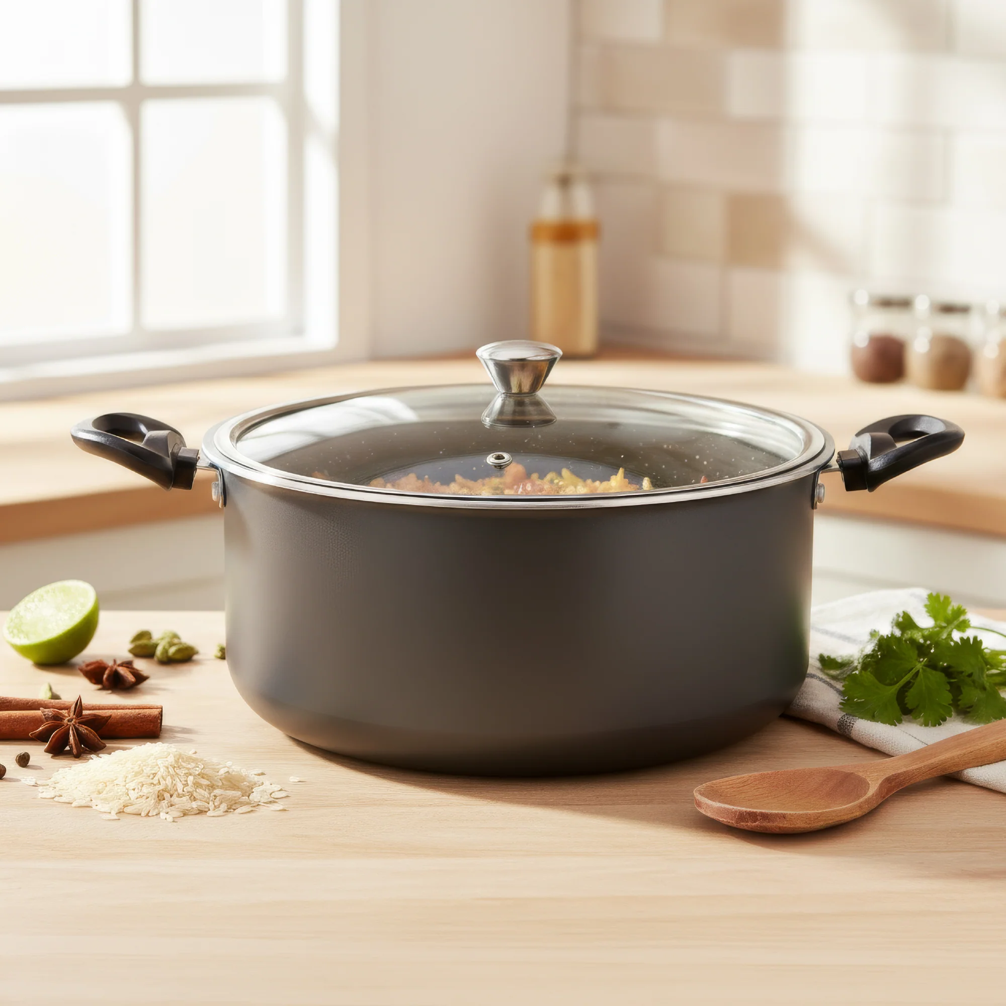 3L Pressure Cooker+ 8L Biriyani Pot+ 34cm Square Tawa+ 20cm Appachatty + 26cm Tawa and 24cm Fry Pan - Image 2
