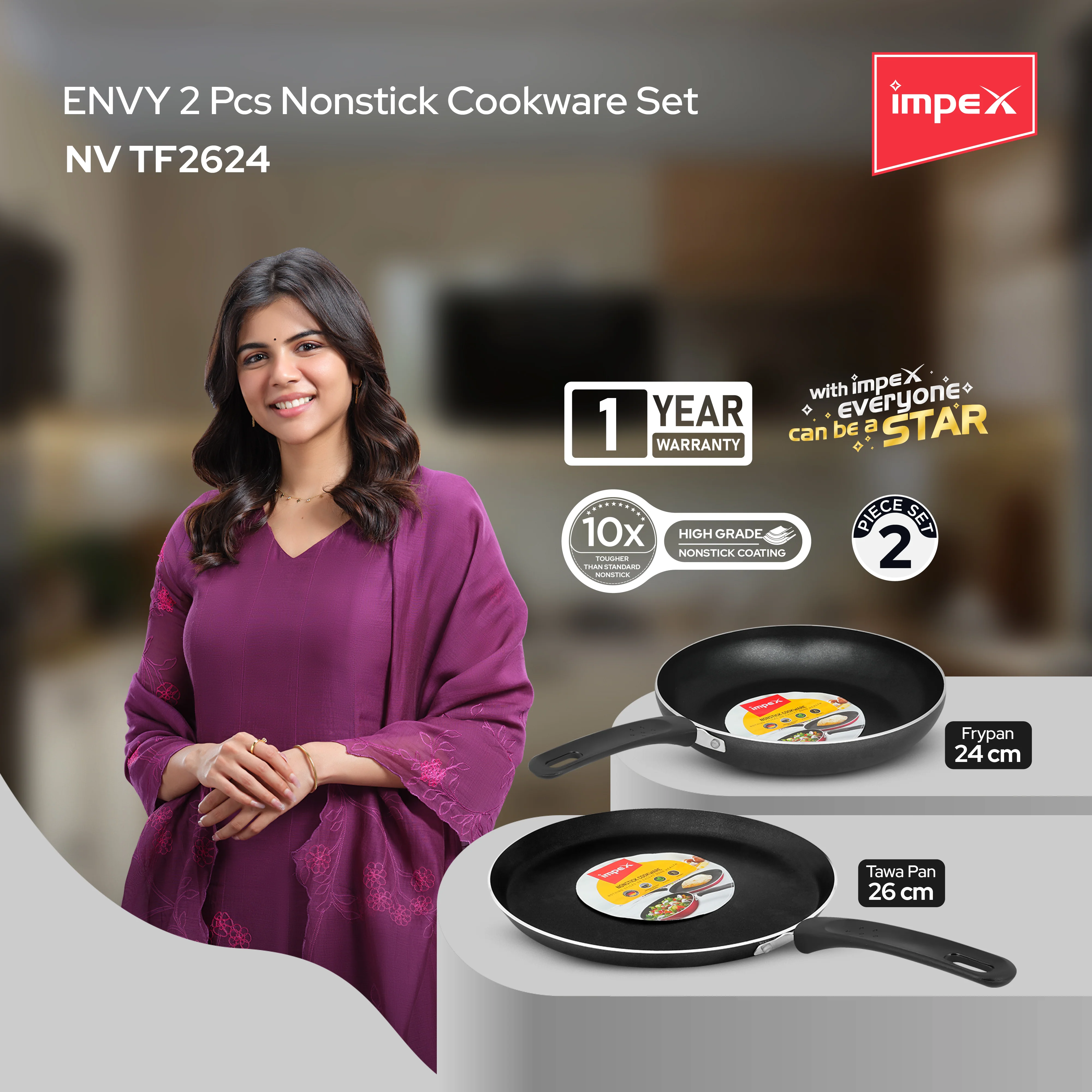 3L Pressure Cooker+ 8L Biriyani Pot+ 34cm Square Tawa+ 20cm Appachatty + 26cm Tawa and 24cm Fry Pan - Image 7