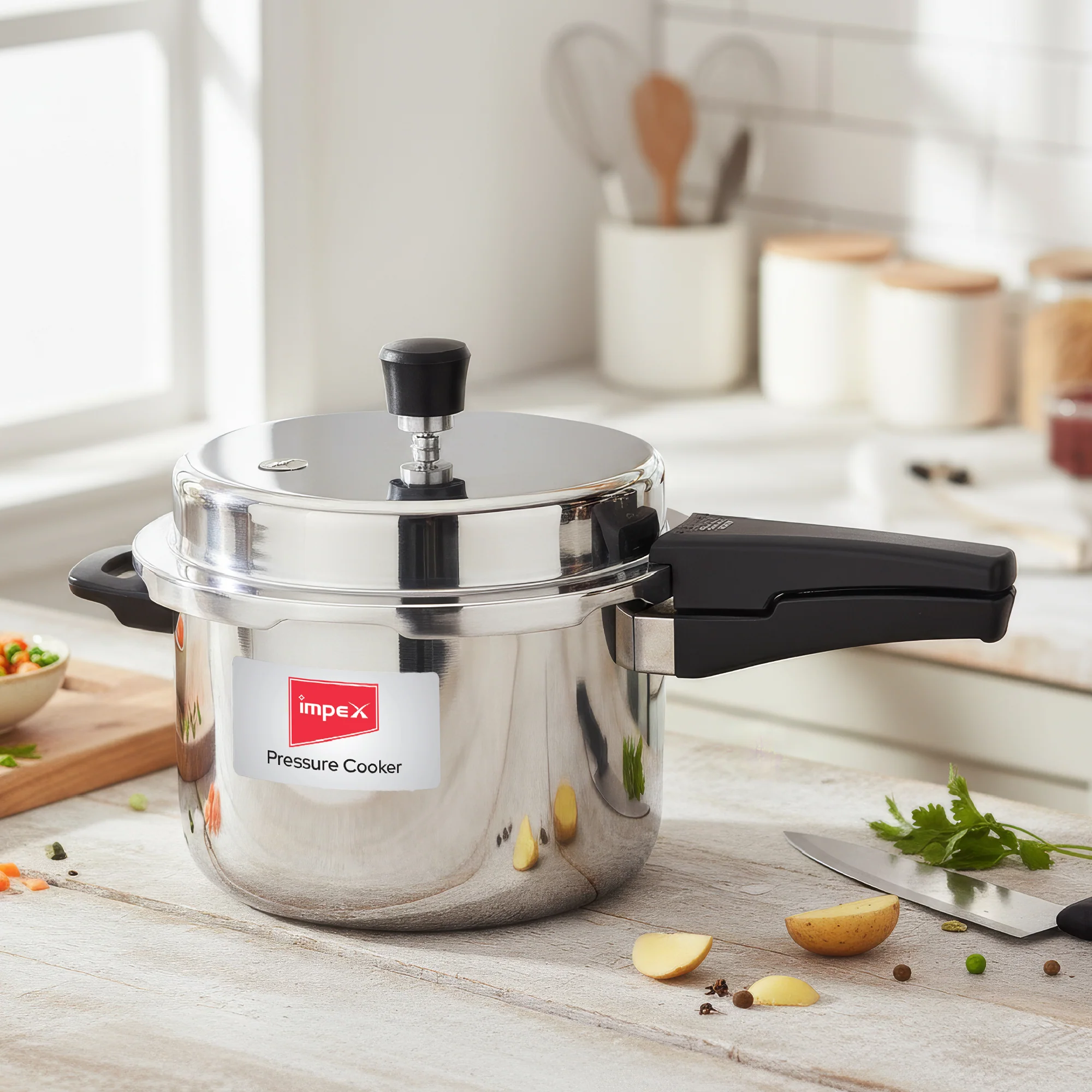 3L Stainless Steel Pressure Cooker+ 34cm Square Pathiri Tawa - Image 3