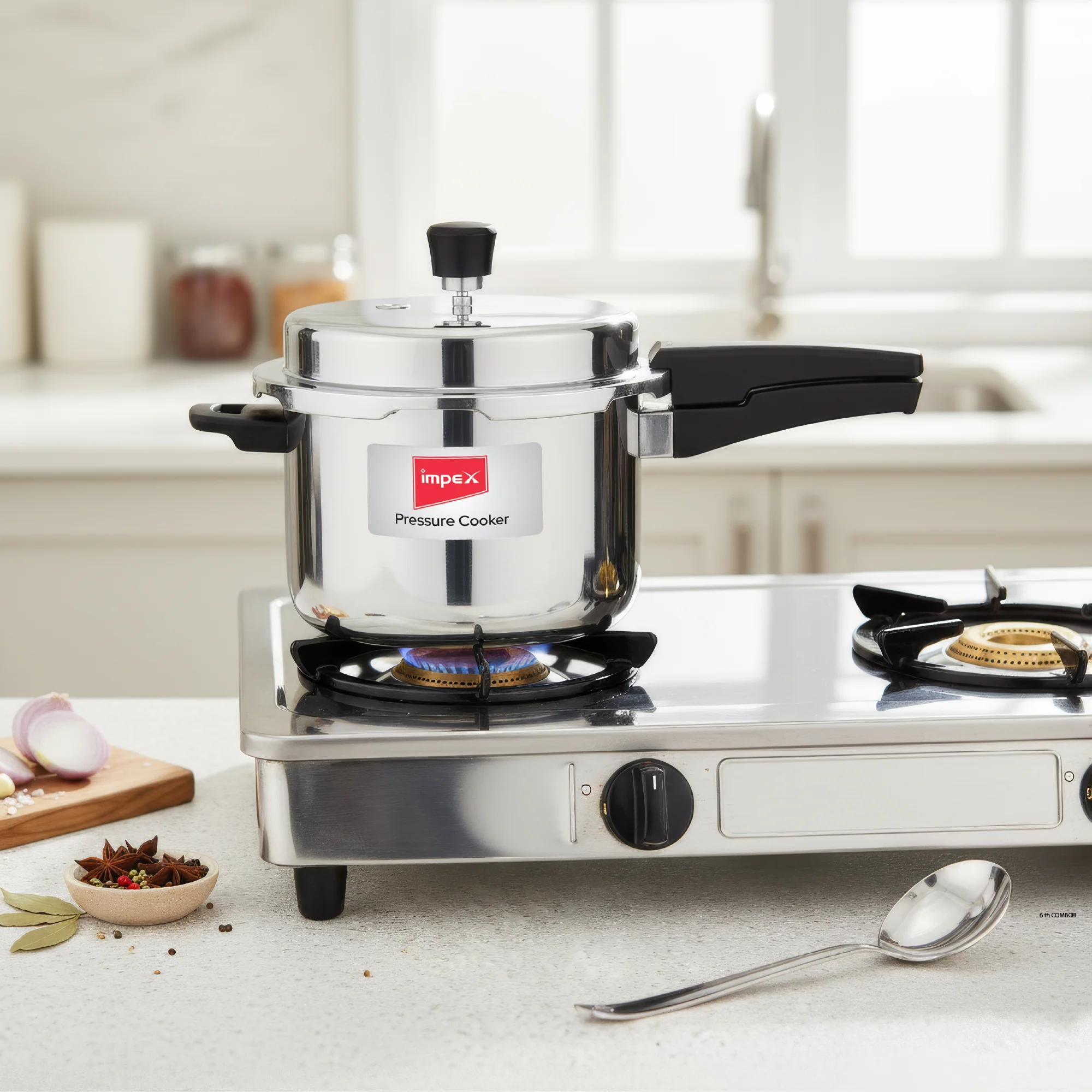 3L Stainless Steel Pressure Cooker+ 34cm Square Pathiri Tawa - Image 5