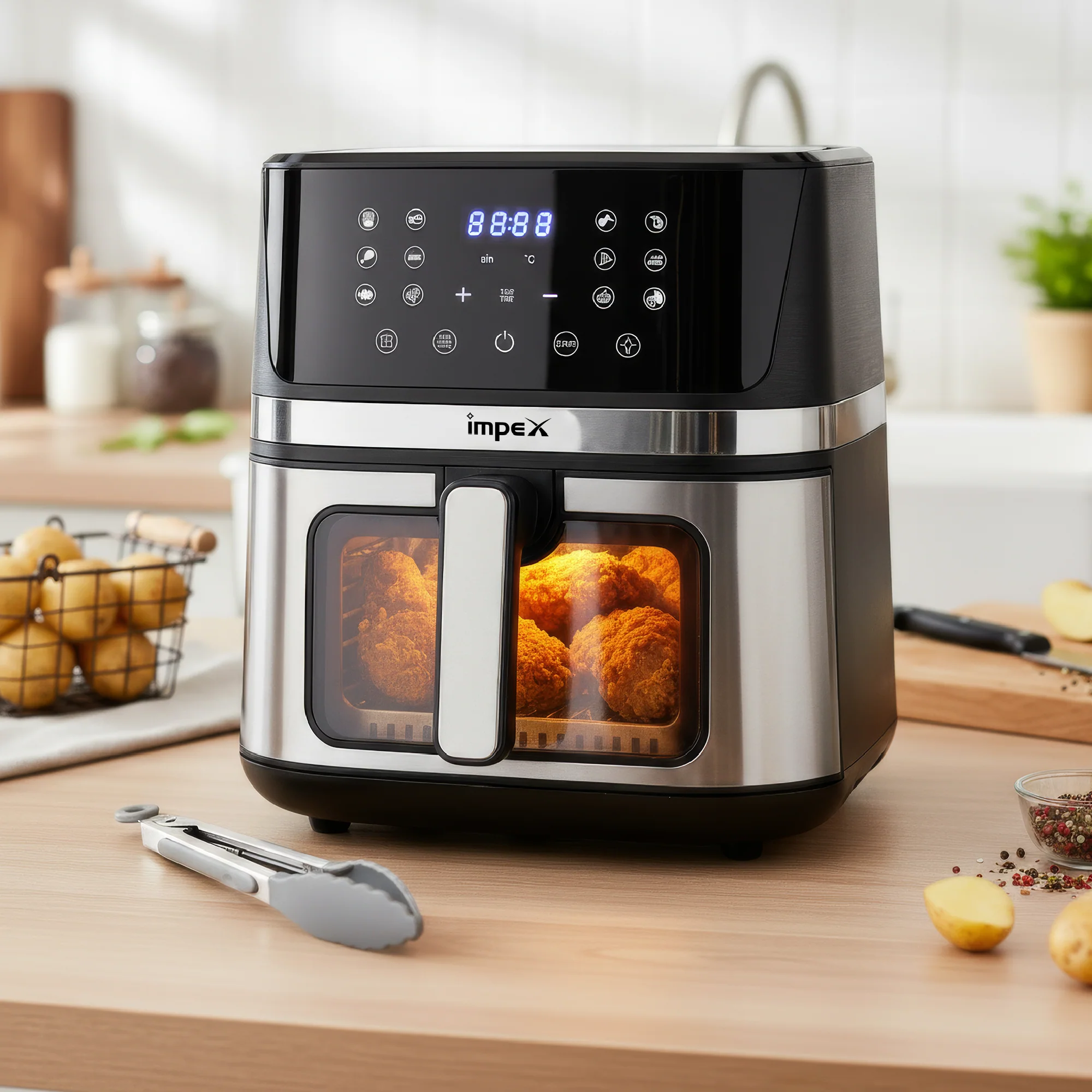 Impex Healthy Lifestyle & Serving Combo – Smart Fry 6.5L Digital Air Fryer & Cassy Stainless Steel Hot Pot - Image 8