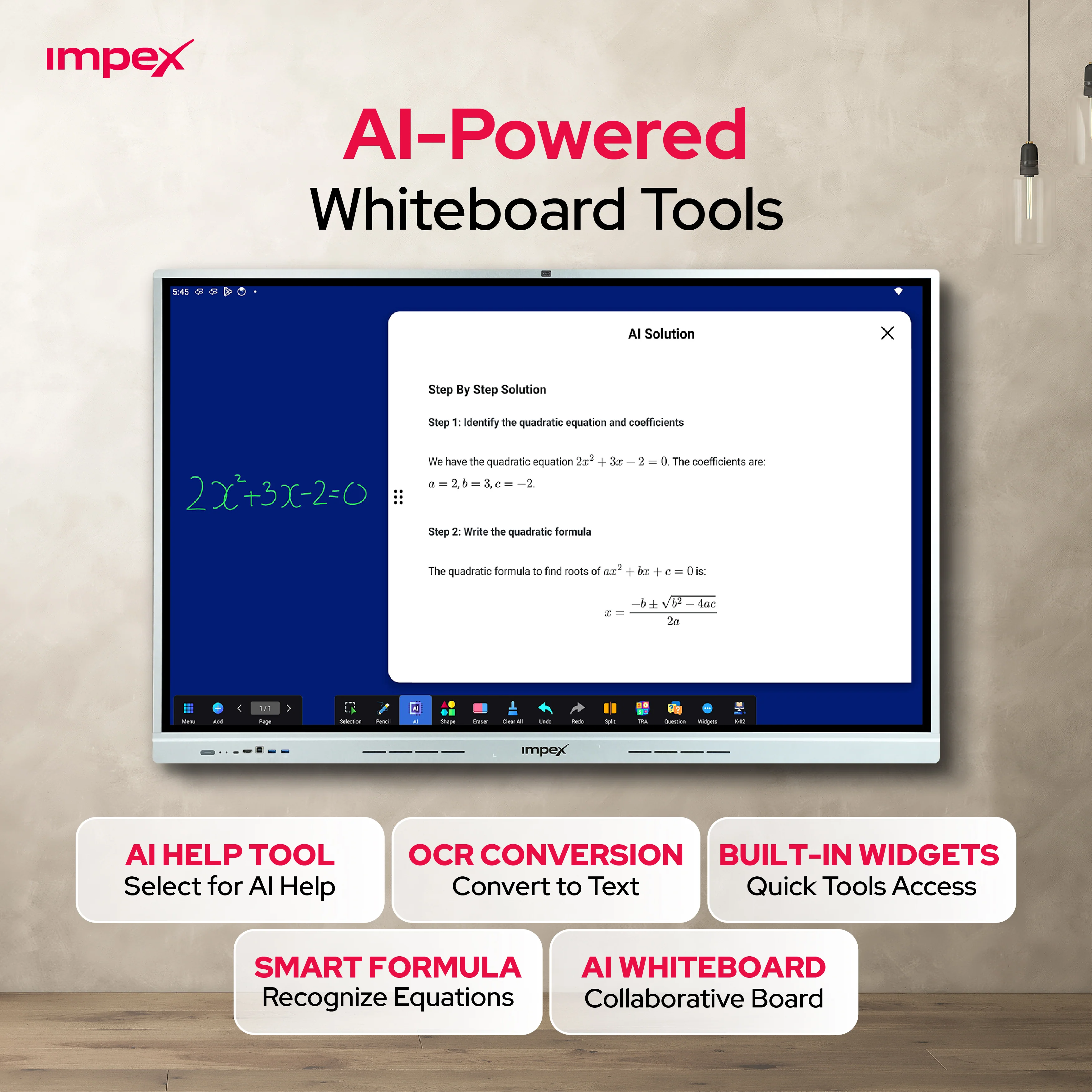 IMPEX xMeet AI 75ā Interactive Flat Panel Display | 4K UHD | Android 14 (EDLA Certified) | 20/40 Multi-Touch | 48MP Camera | 8-Mic Array | AI Whiteboard - Image 10