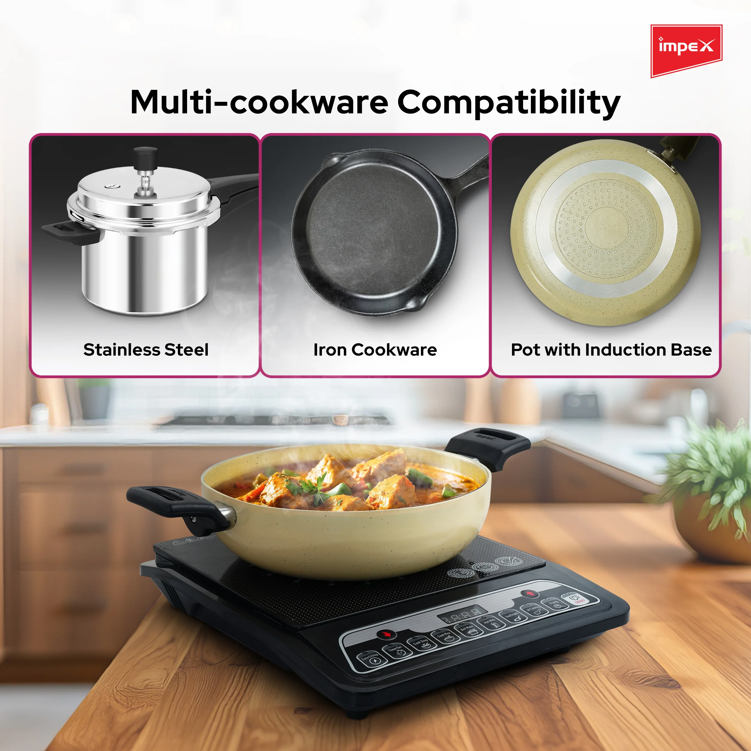 Impex OMEGA L1 TX180 Induction Cooker with 1800W Power | 6 Cooking Modes, LED Display & Timer - Image 5