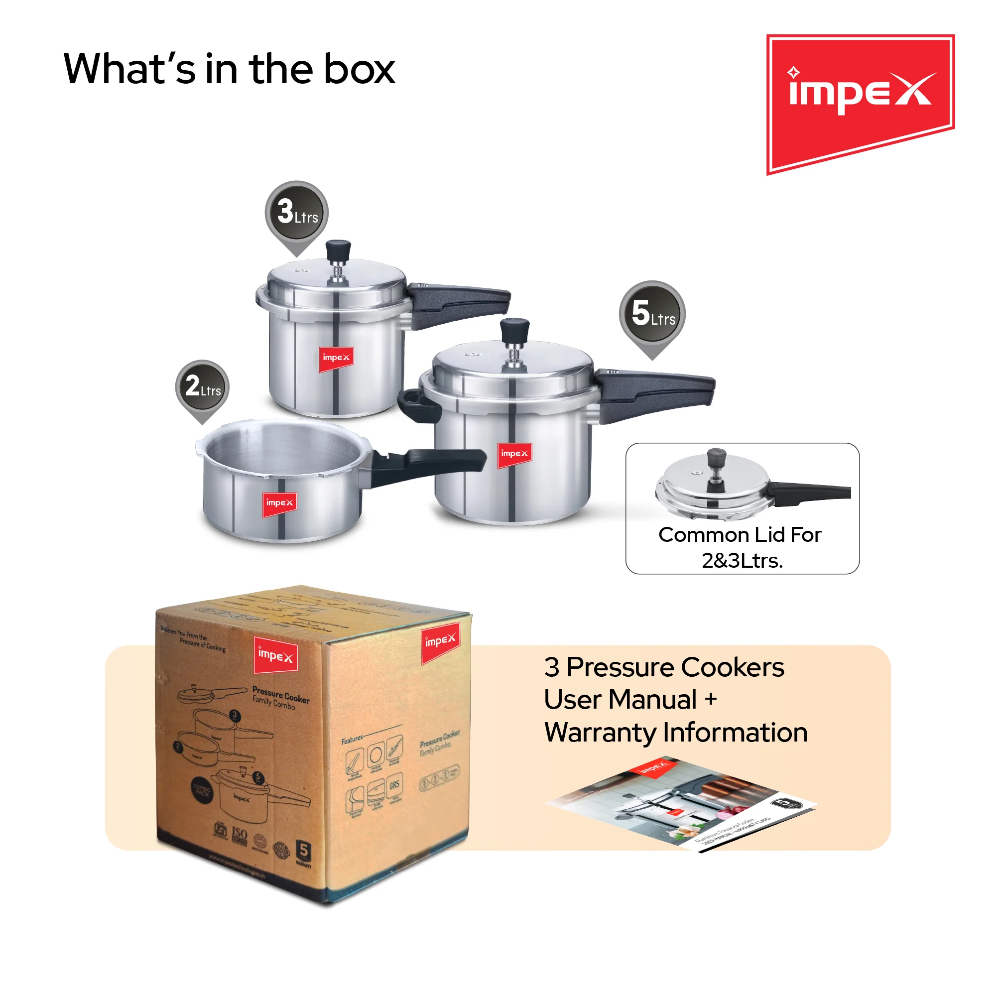 Migo Induction Base Combo 2 L, 3 L, 5 L Aluminium Pressure Cooker(Pack of 3) - Image 11