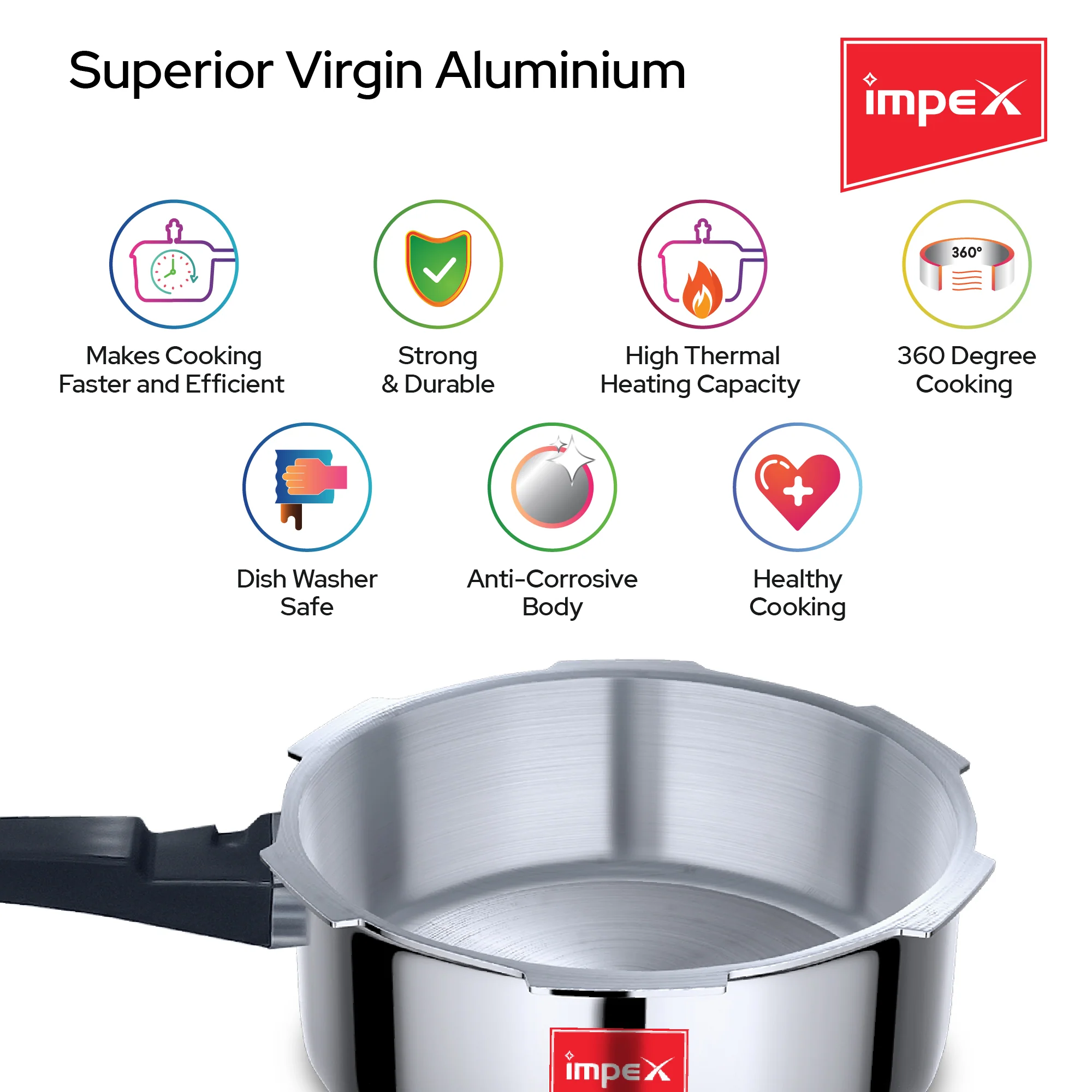 Migo Induction Base Combo 2 L, 3 L, 5 L Aluminium Pressure Cooker(Pack of 3) - Image 3
