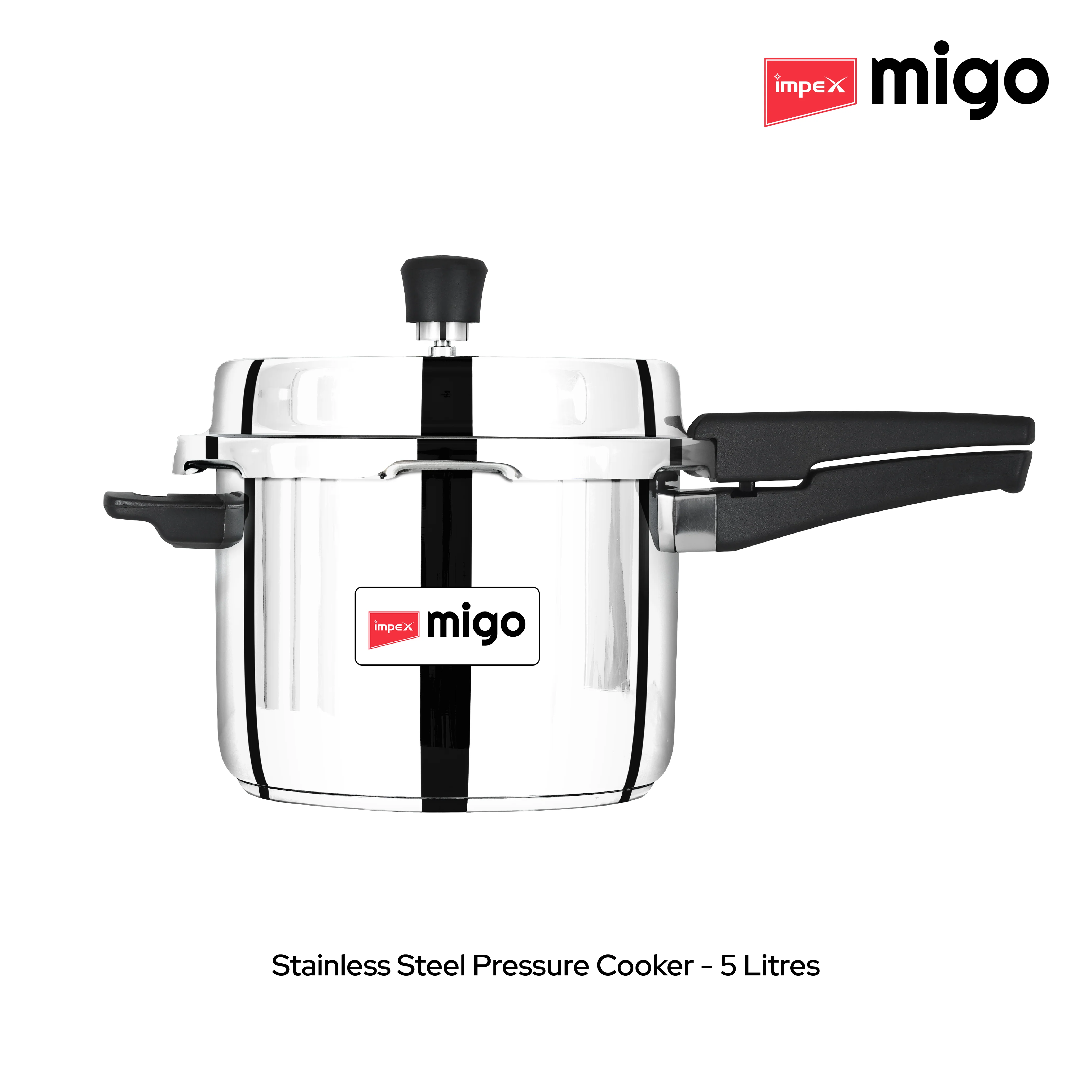 Migo Stainless Steel Pressure Cooker Set (2L, 3L, 5L) | Induction Base Outer Lid Combo Pack of 3 | Sandwich Bottom, Gas & Induction Compatible, Durable & Safe - Image 9