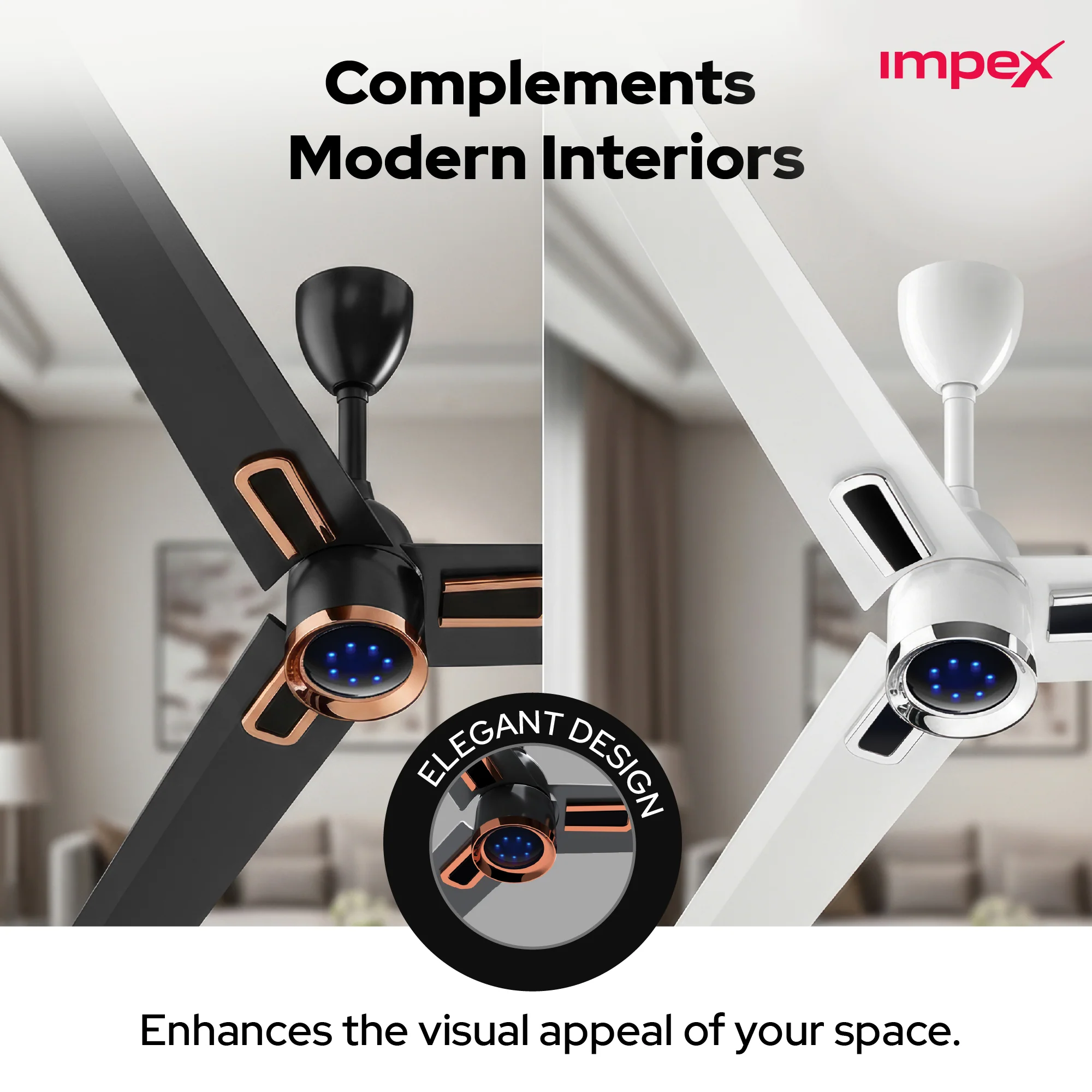 Impex ATOM GLOW SMOKE BROWN 1200 mm BLDC Ceiling Fan with Remote, 5-Star Rating and Smart Glow LED - Image 7