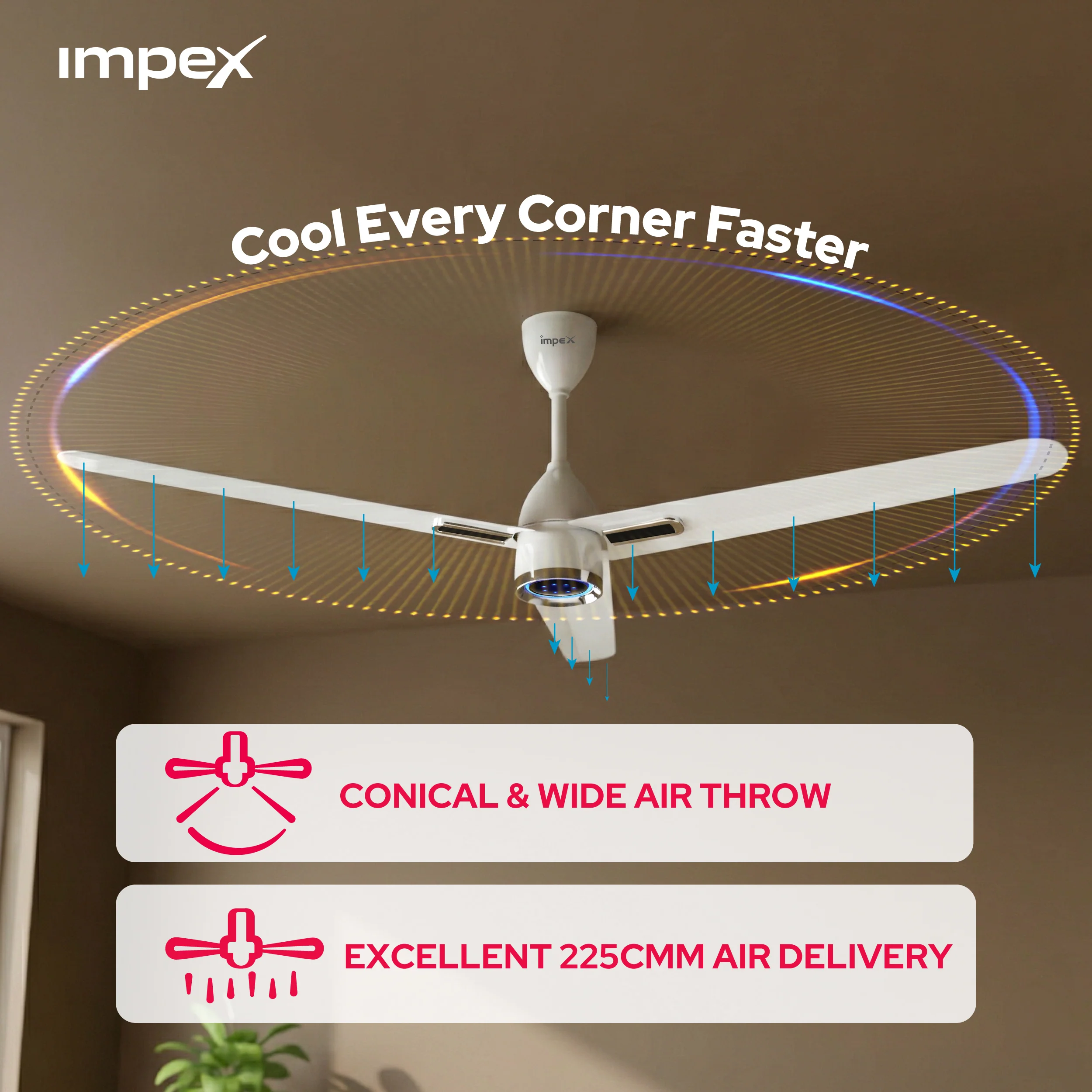 Impex ATOM GLOW WHITE 1200 mm BLDC Ceiling Fan with Remote, 5-Star Rating and Smart Glow LED - Image 6