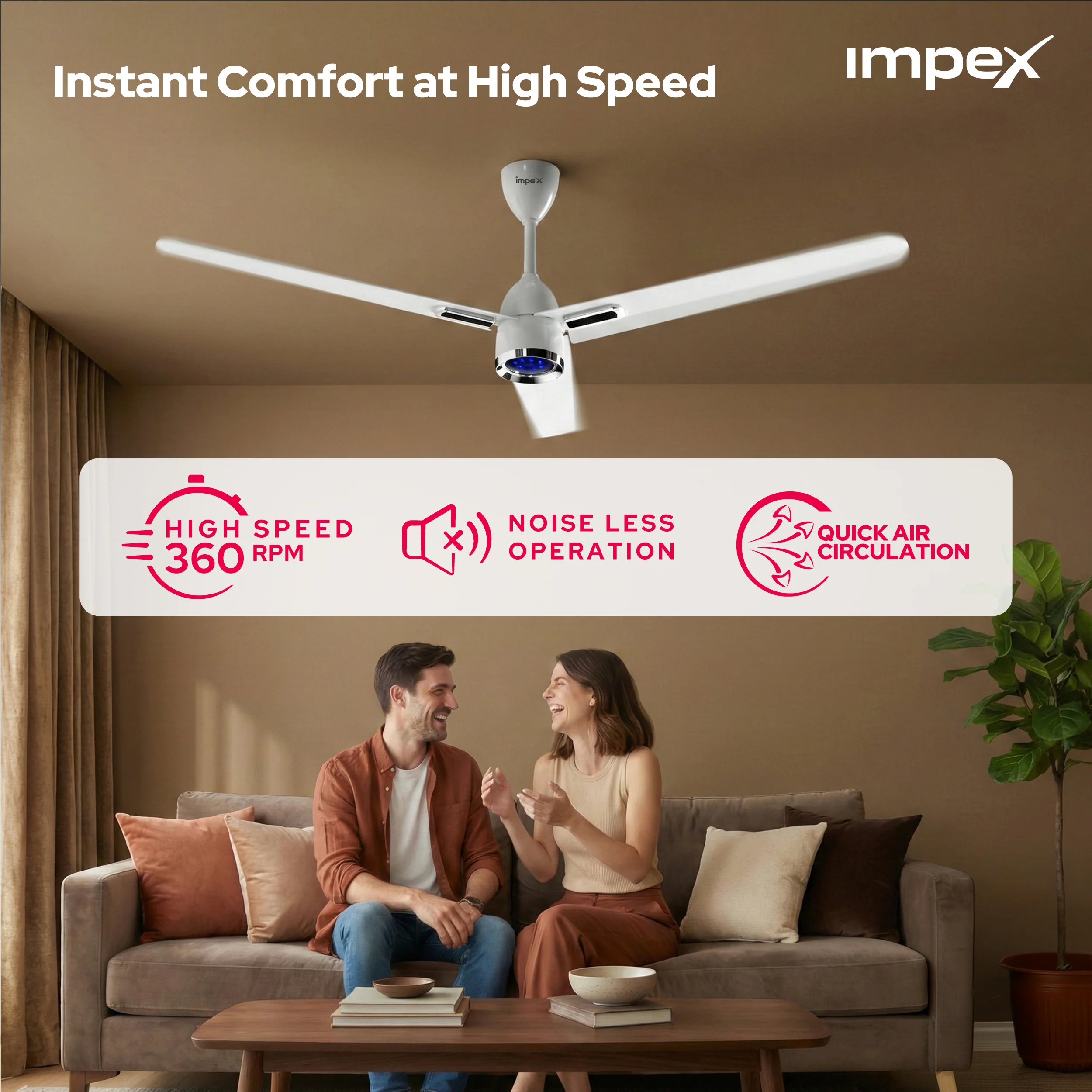 Impex ATOM GLOW WHITE 1200 mm BLDC Ceiling Fan with Remote, 5-Star Rating and Smart Glow LED - Image 7