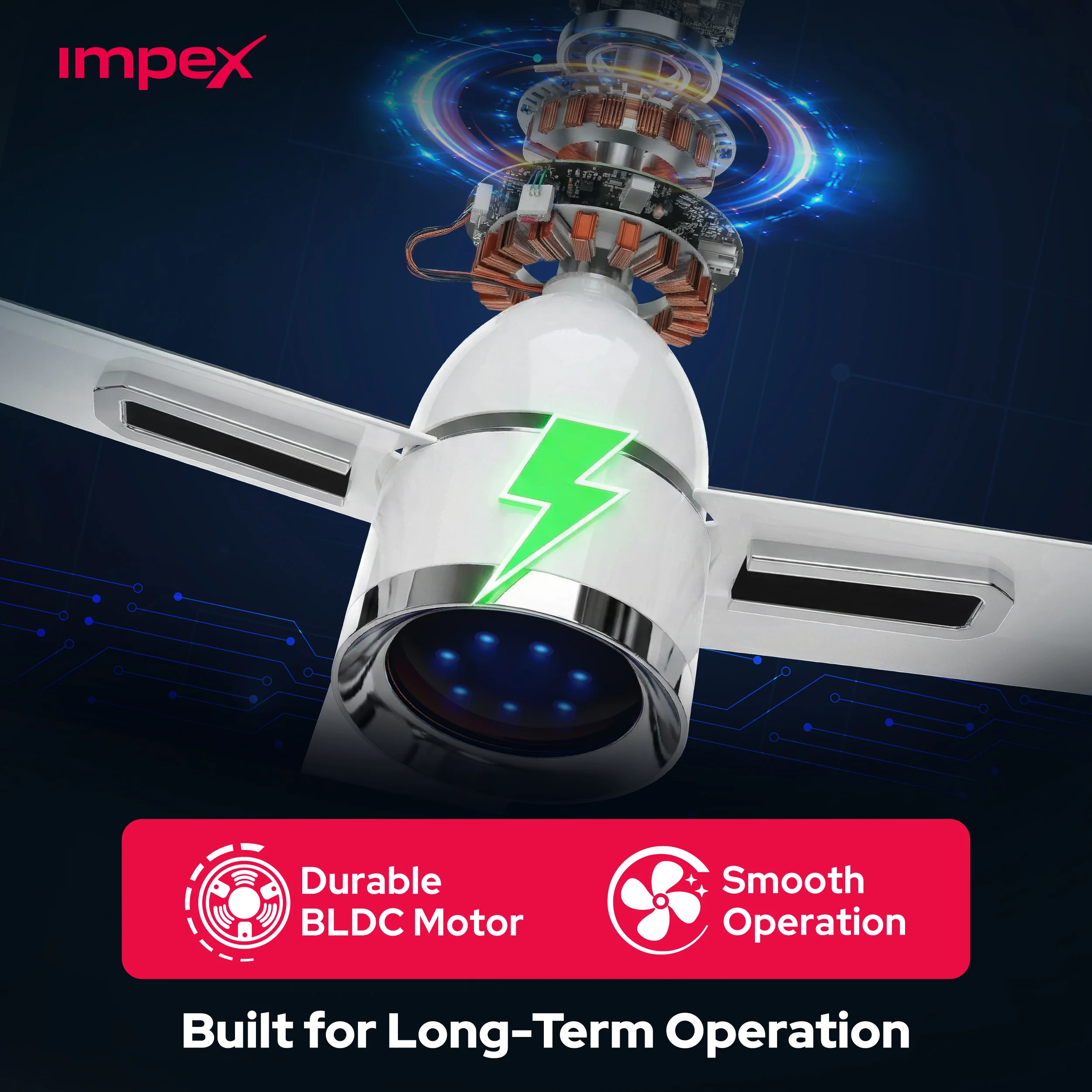 Impex ATOM GLOW WHITE 1200 mm BLDC Ceiling Fan with Remote, 5-Star Rating and Smart Glow LED - Image 9