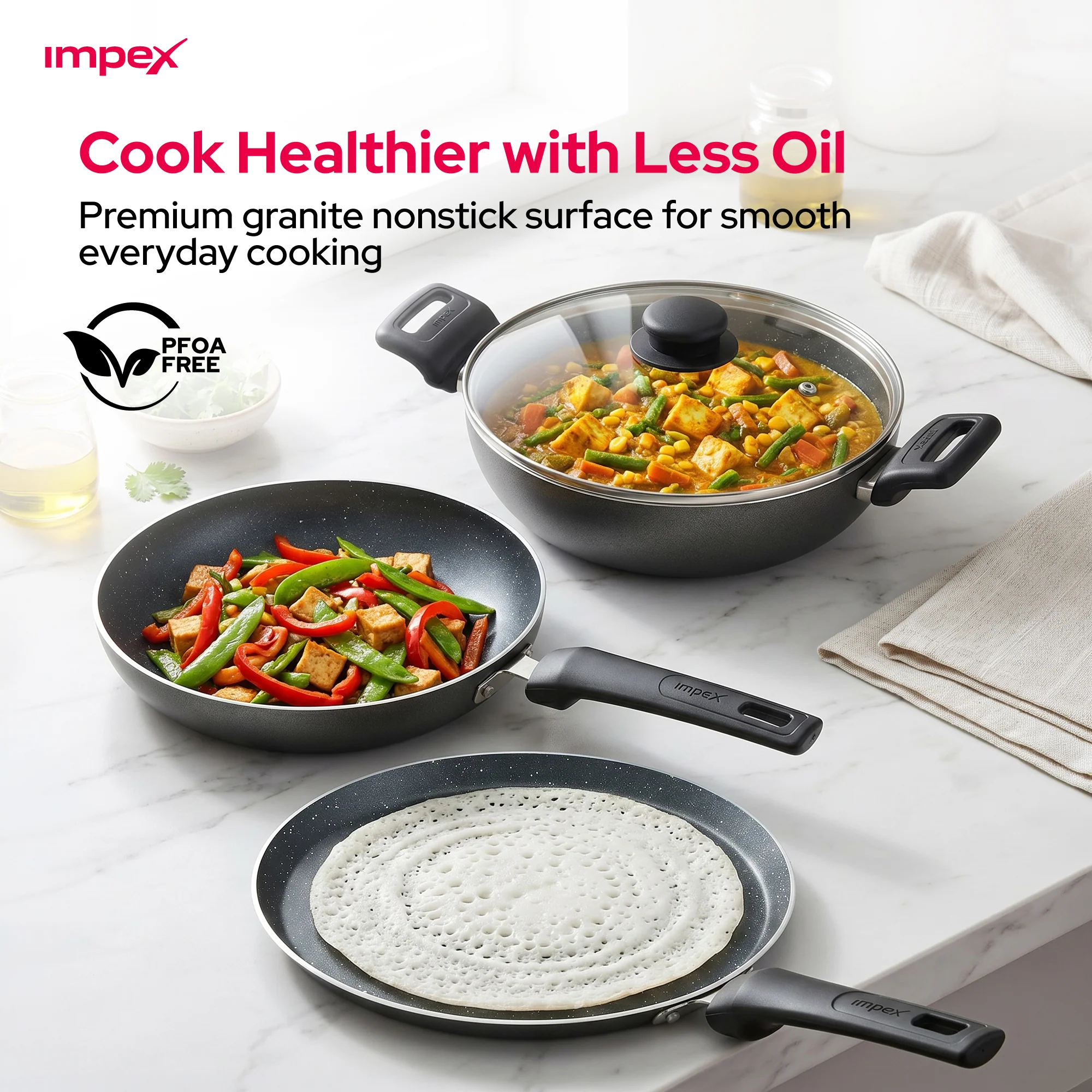 4 Piece Granite Cookware Set | Non Stick | PFOA Free | Easy Clean | Healthy Cooking - Image 3