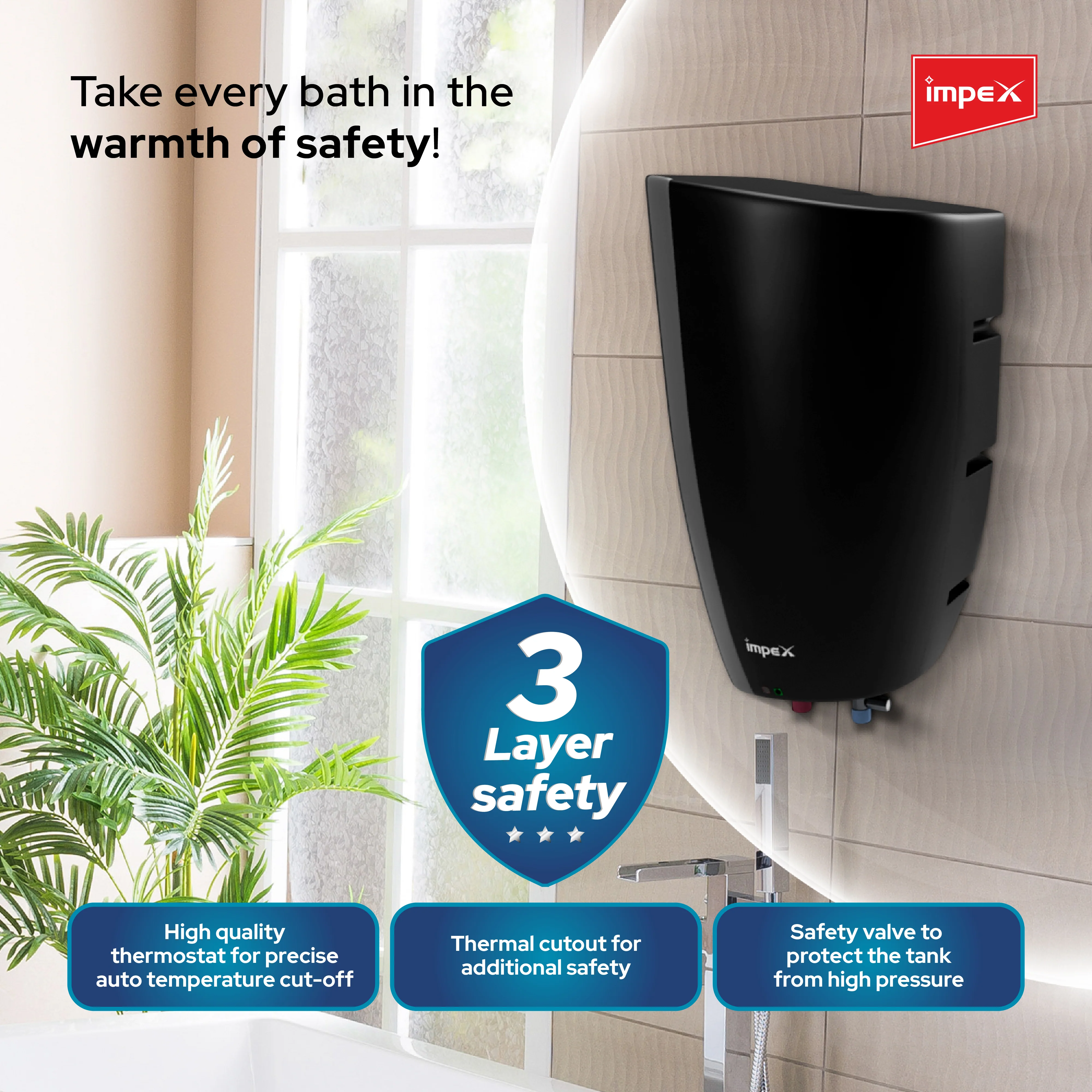 IMPEX HEATON BK 5 Instant Water Heater -5L, 3000W, 6.5 Bar, Stainless Steel Tank, Efficient Heating Technology,Black-Grey - Image 4