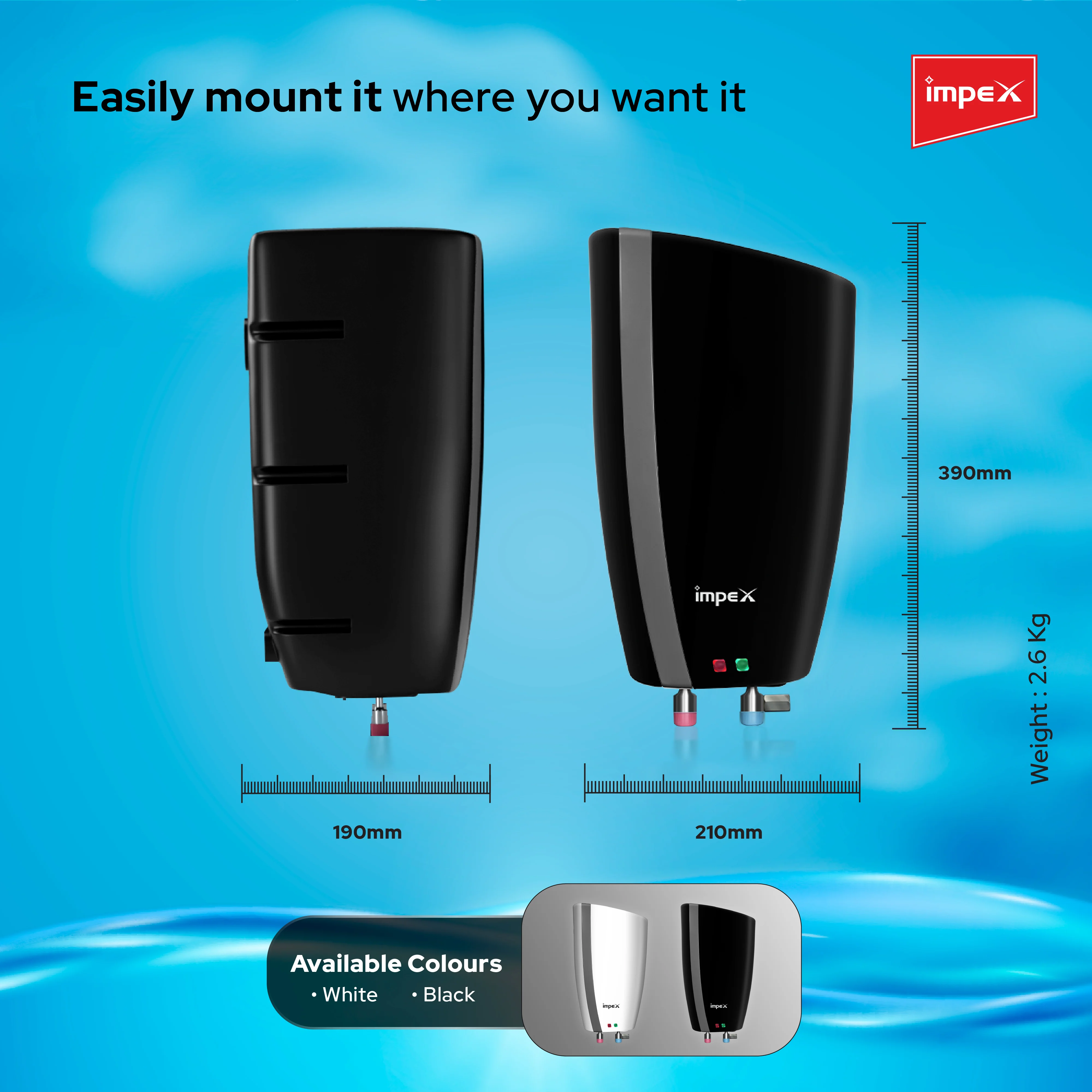 IMPEX HEATON BK 5 Instant Water Heater -5L, 3000W, 6.5 Bar, Stainless Steel Tank, Efficient Heating Technology,Black-Grey - Image 5