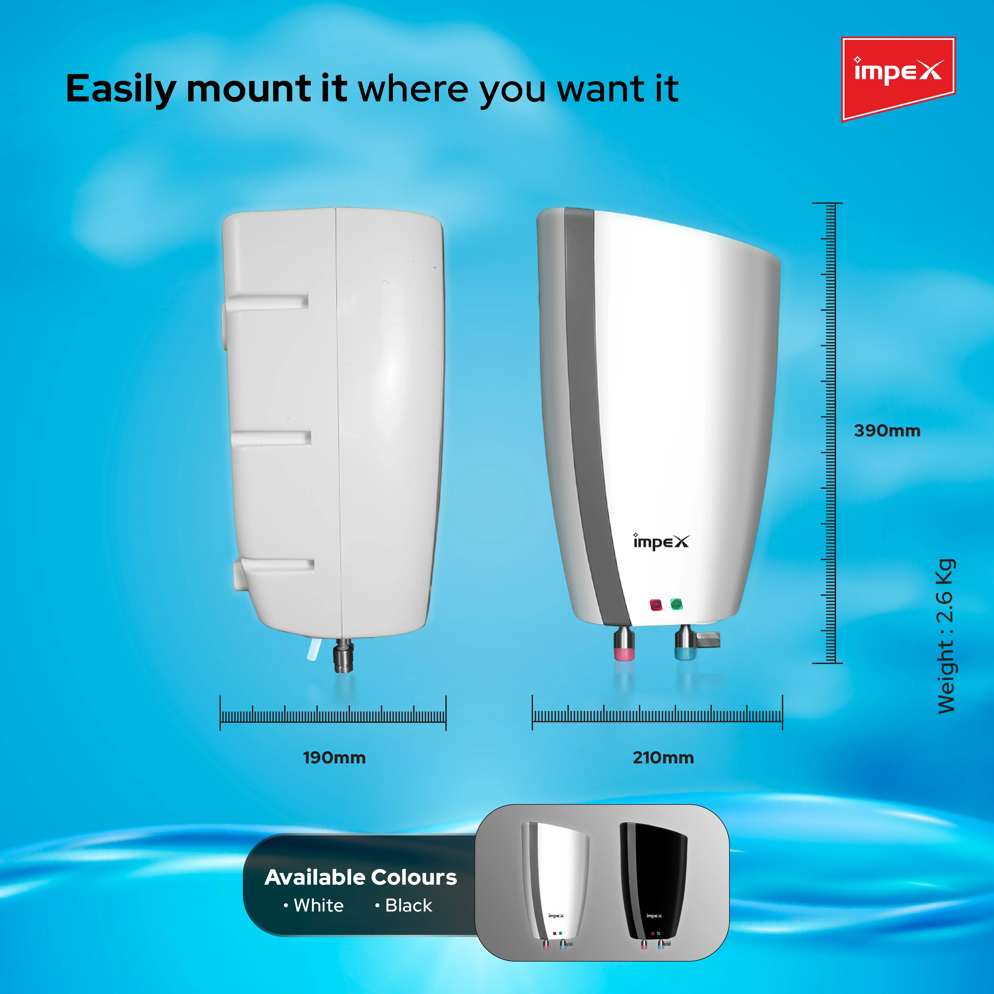 IMPEX HEATON WT 5 Instant Water Heater - 5L Capacity, 3000W, 6.5 Bar Pressure, Efficient Heating with Advanced Technology - Image 5
