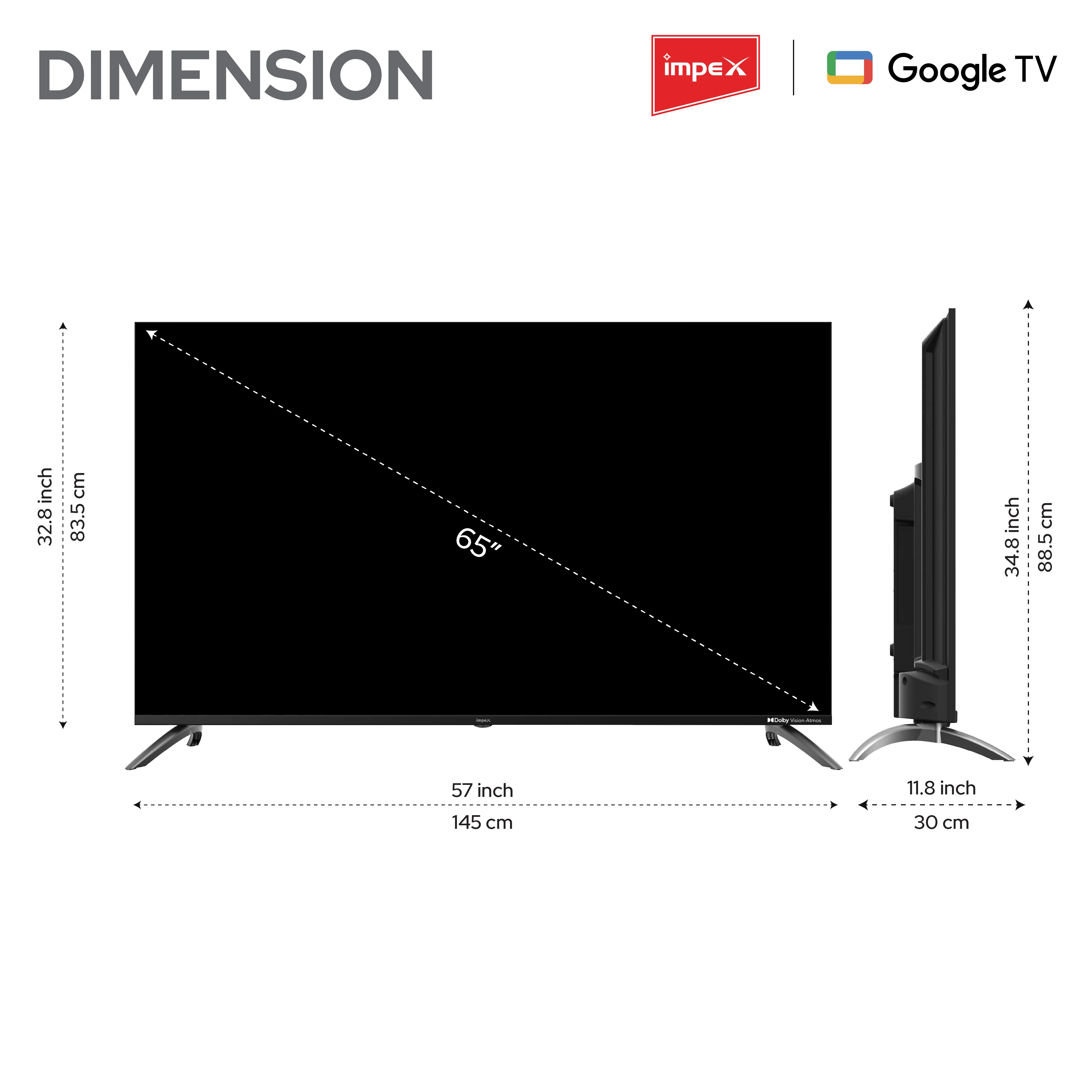 Impex evoQ 65-inch 4K UHD Smart Google TV with Dolby Vision, Dolby Atmos, and 2+2 Year Warranty (Black) - Image 12