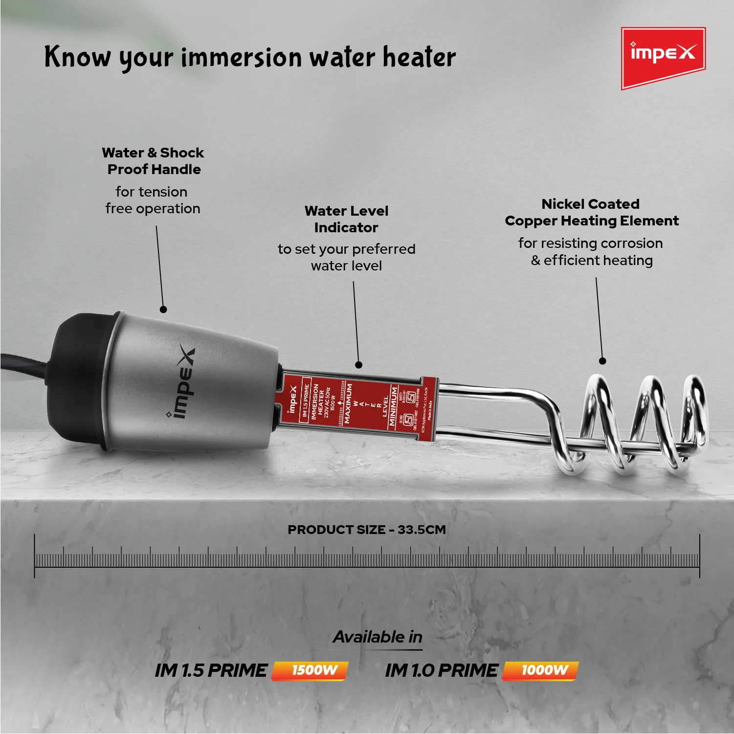 Impex IM1.5 Prime 1500 Watt Immersion Water Heater - Image 4