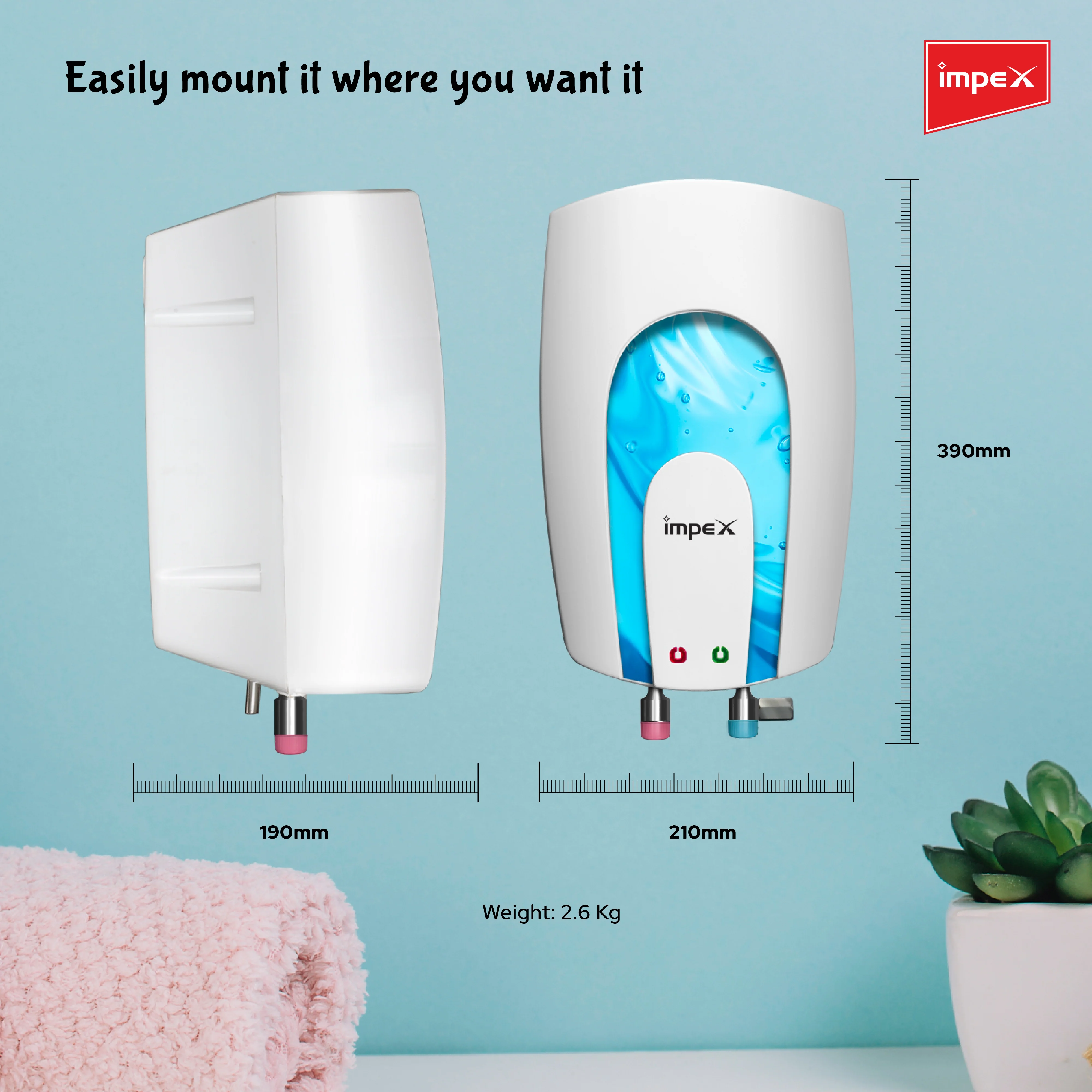Impex INSTAH 3 Instant Water Heater - 3L, 3000W, High-Pressure 6.5 Bar, Rapid Heating, White - Image 5
