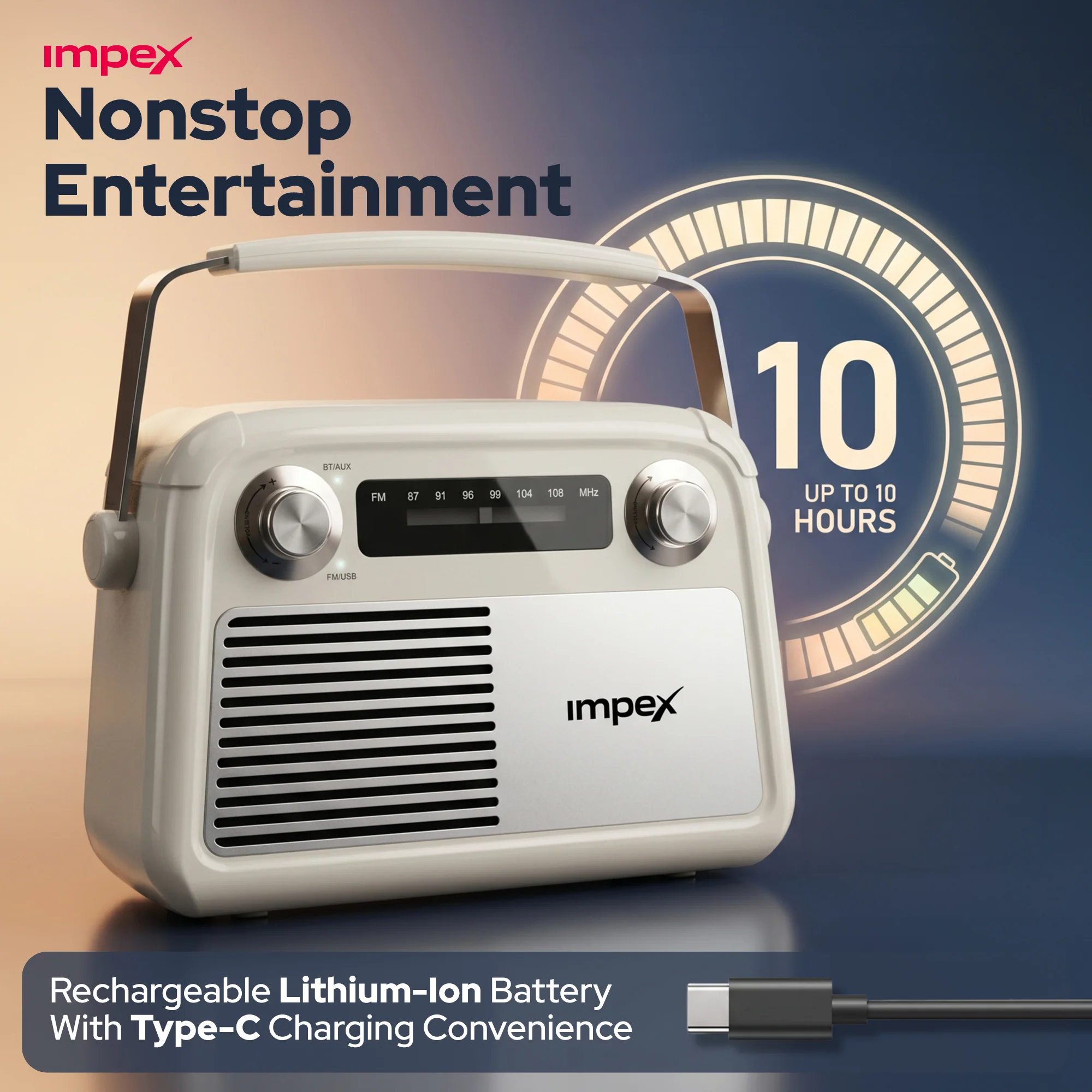 KM 1304 Melody DX Retro Bluetooth FM Radio Speaker with Type-C Charging - Image 4