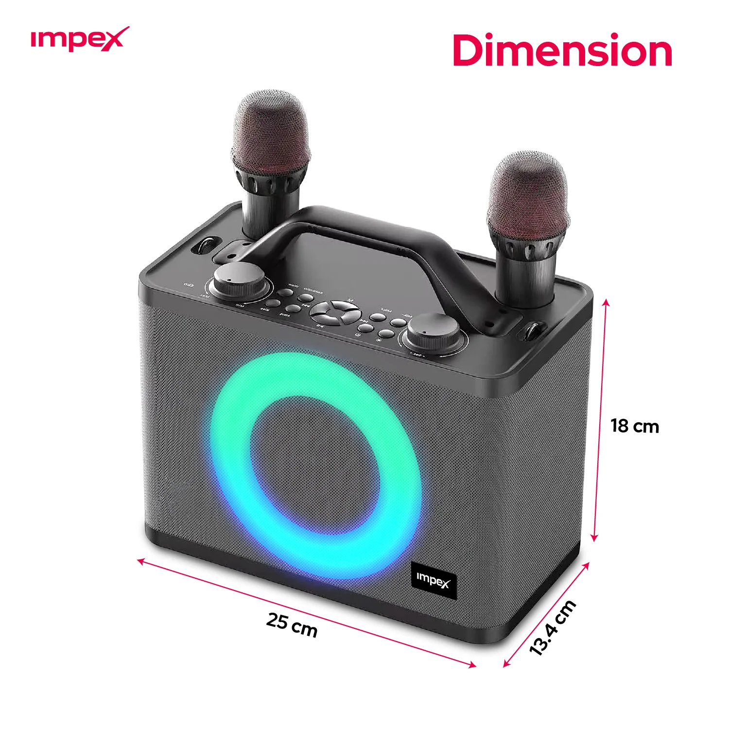 KM1306 50W Portable Karaoke Speaker | Dual Microphones| 10 LED mode | Type C | 50Watts - Image 11