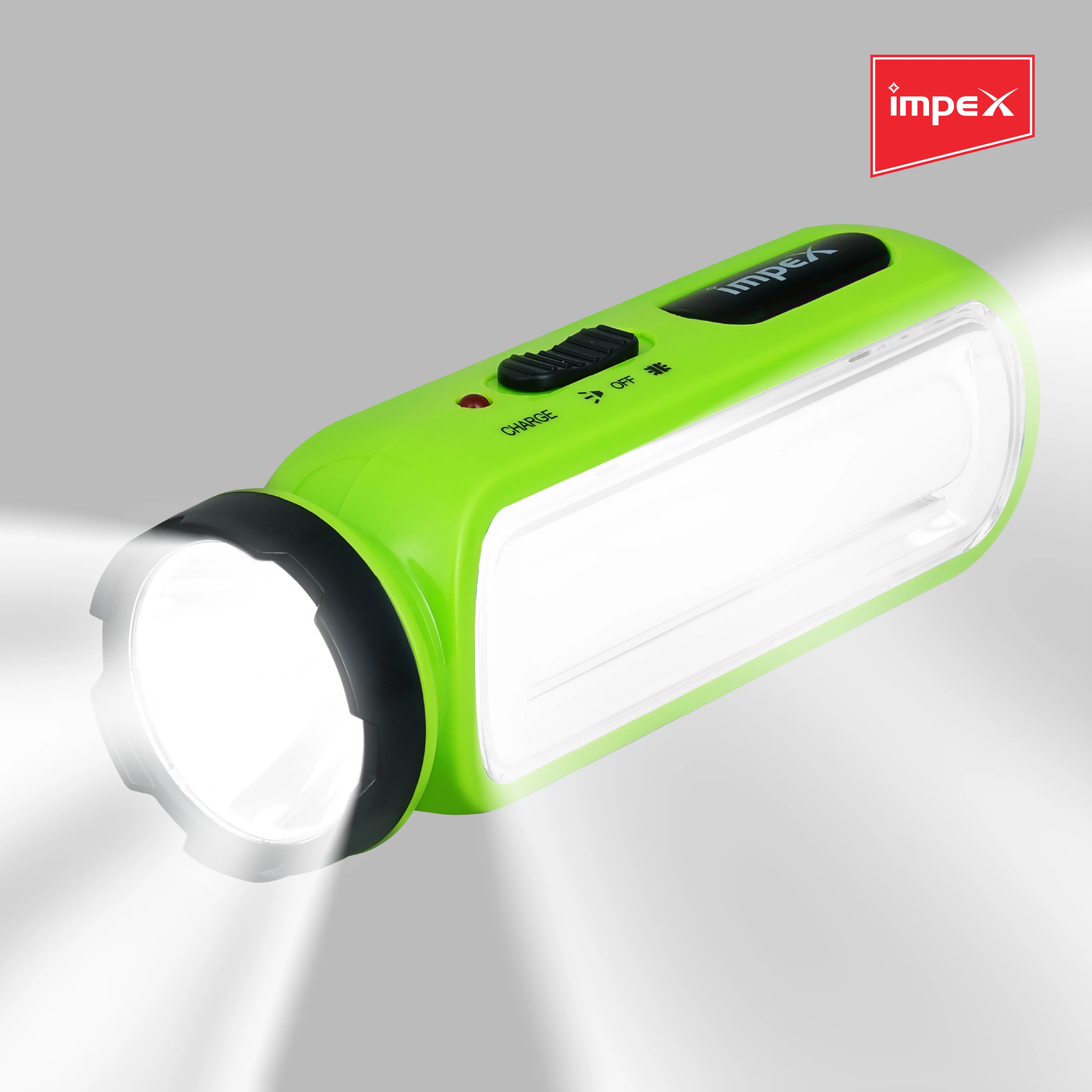 Impex LUMIN A1 Rechargeable LED Flashlight with Dual Torch & Lamp Modes and Built-in Charging Plug (Green) - Image 4