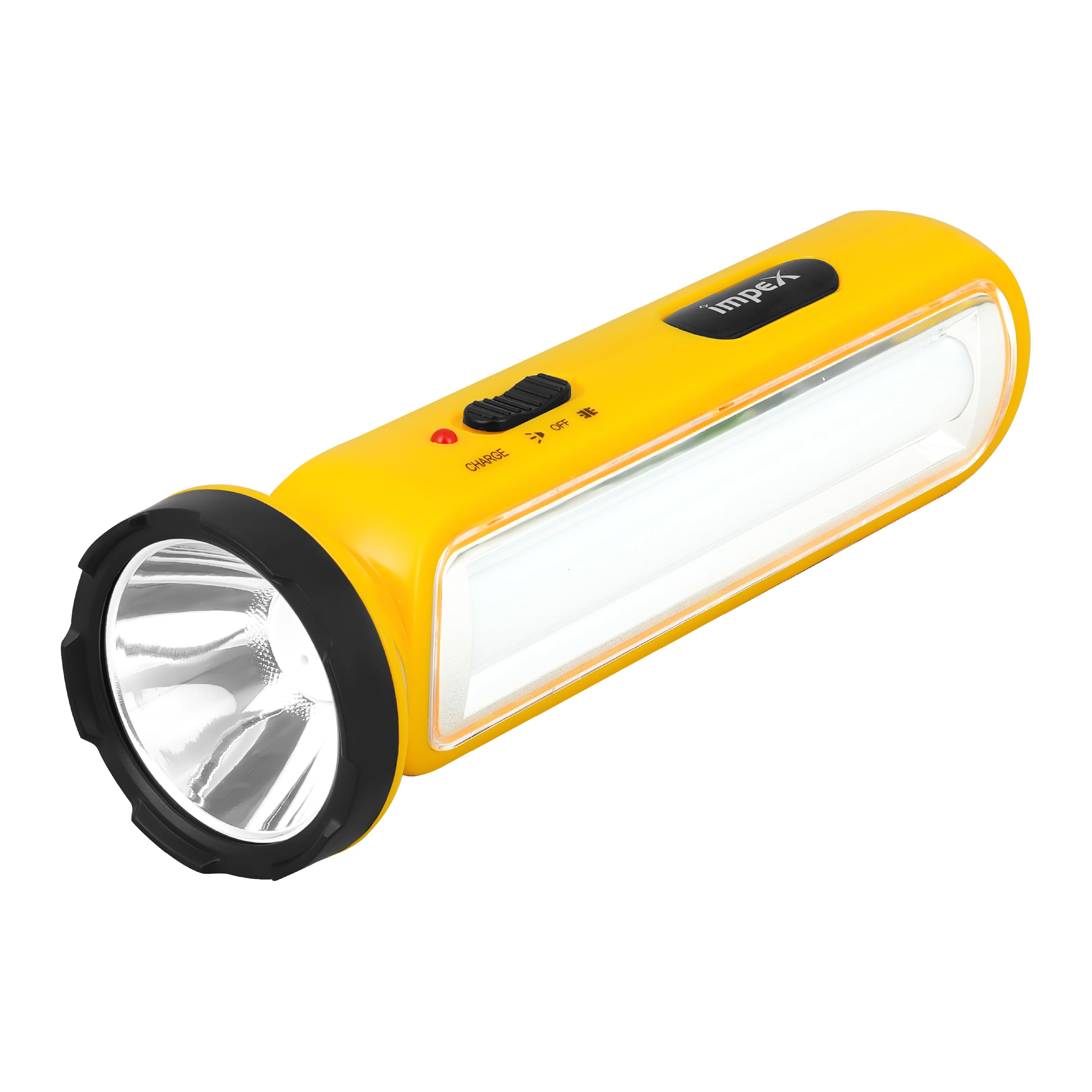 Impex LUMIN A2 Rechargeable LED Flashlight with Dual Torch & Lamp Modes and Built-in Charging Plug (Yellow) - Image 5