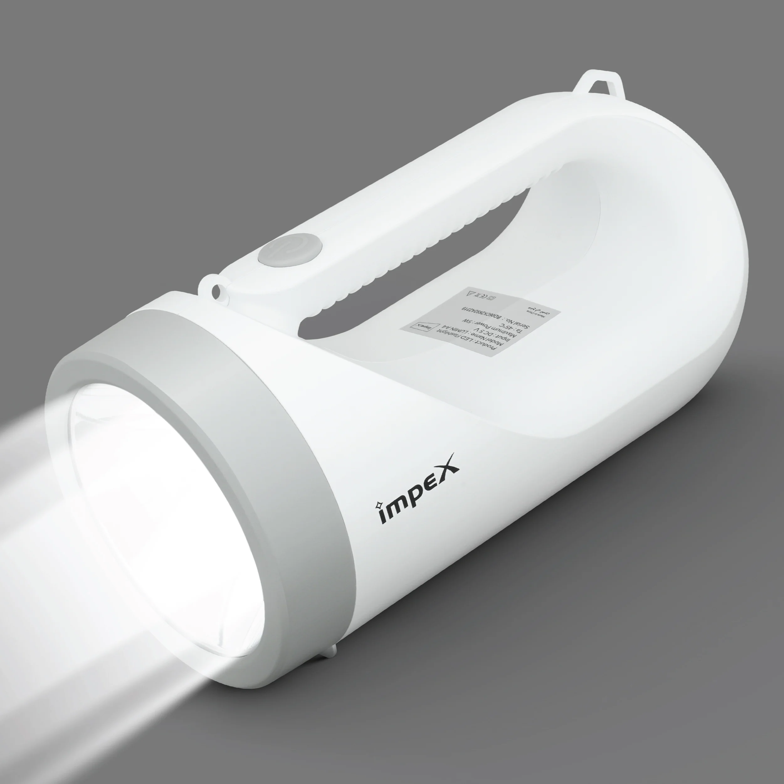 Impex LUMIN A4 Rechargeable LED Flashlight with 3600 mAh Li-ion Battery and USB Type-B Charging (White and Gray)