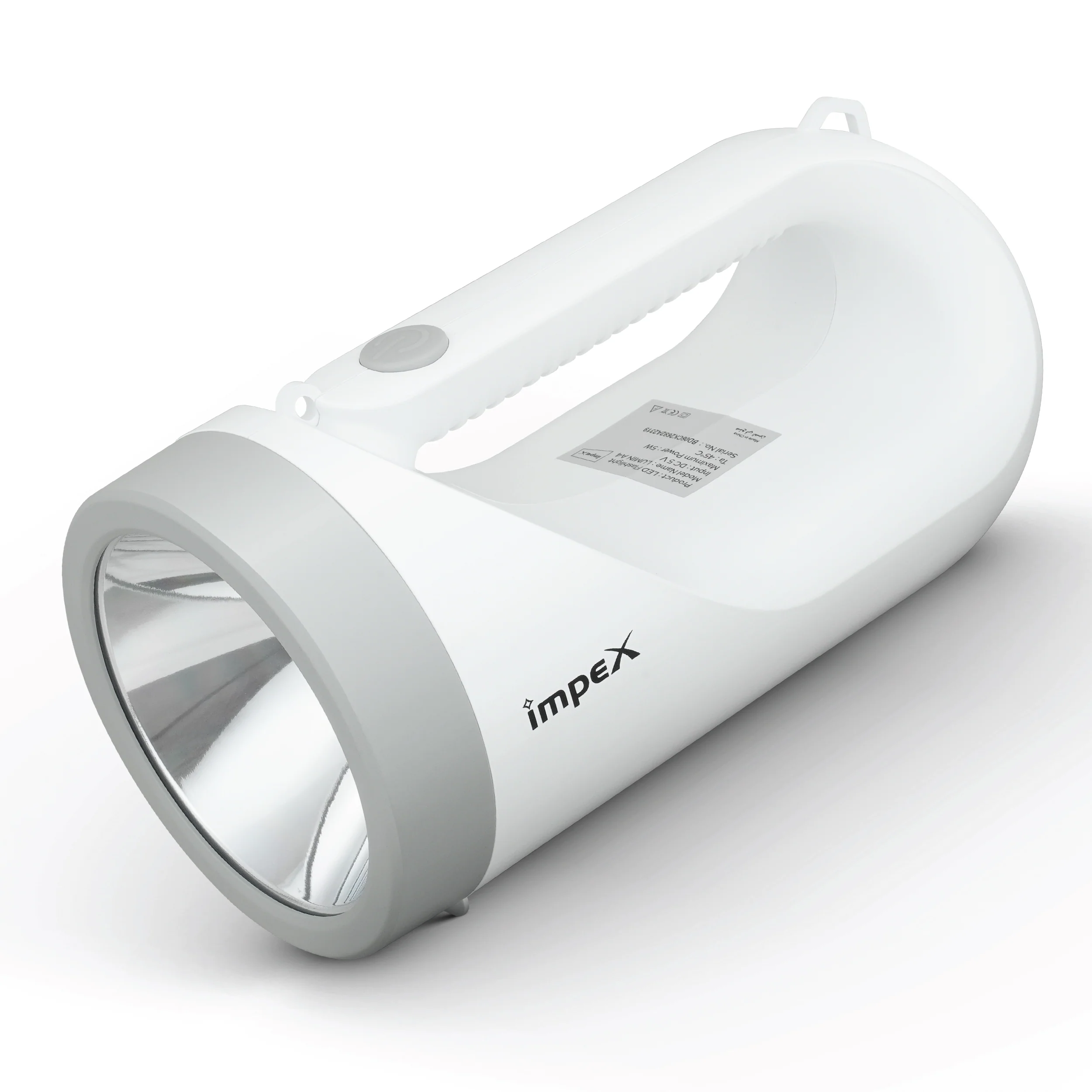 Impex LUMIN A4 Rechargeable LED Flashlight with 3600 mAh Li-ion Battery and USB Type-B Charging (White and Gray) - Image 2
