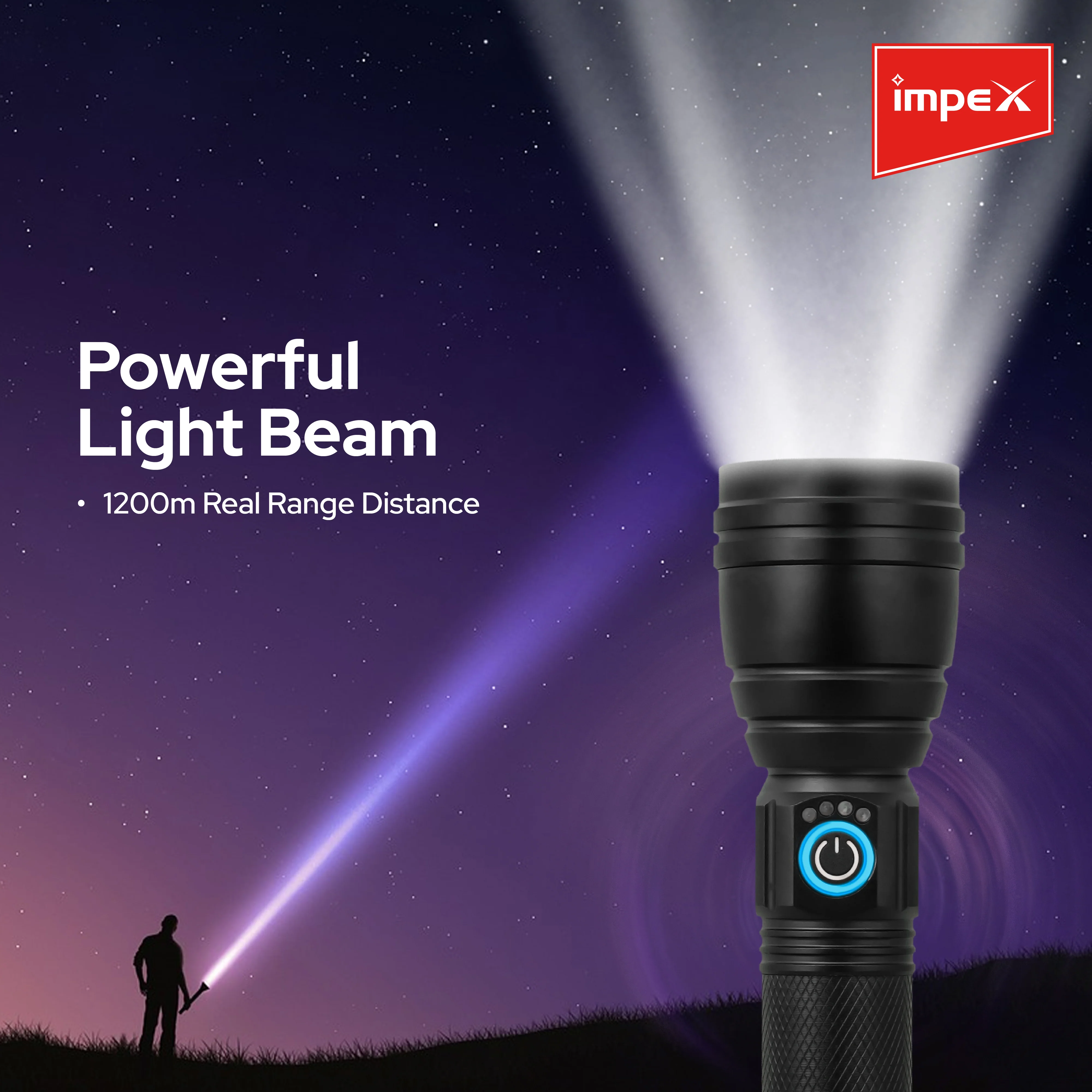 Impex Lumin X2 Rechargeable Torch | Aircraft Aluminum, 220 Lumens, 2000mAh Li-ion Battery, Type-C Charging, 3 Modes - Image 5