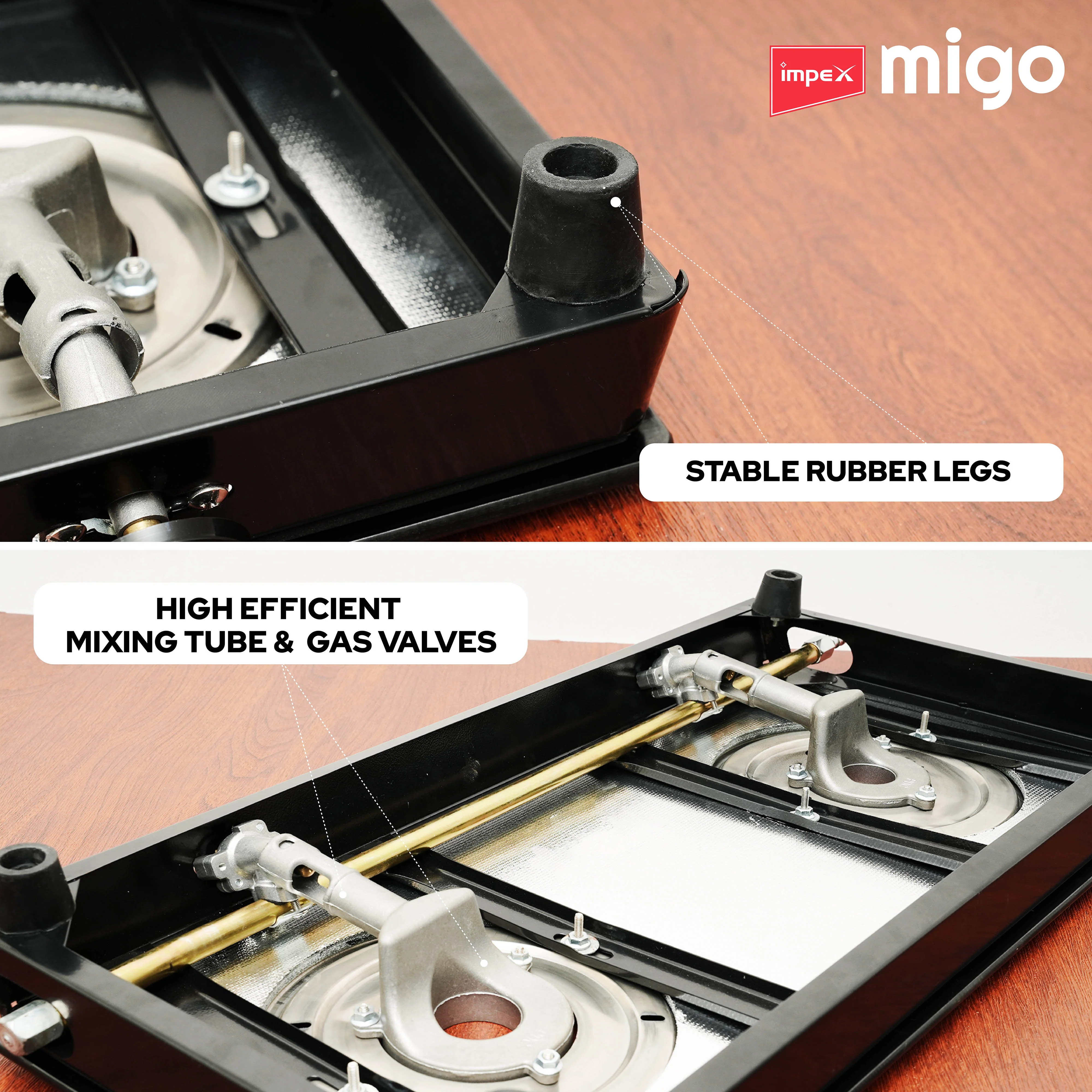 IMPEX Migo 2 Burner Glass top Gas Stove Linea 2B,  6mm Toughened Glass top, 1 Year Warranty - Image 9