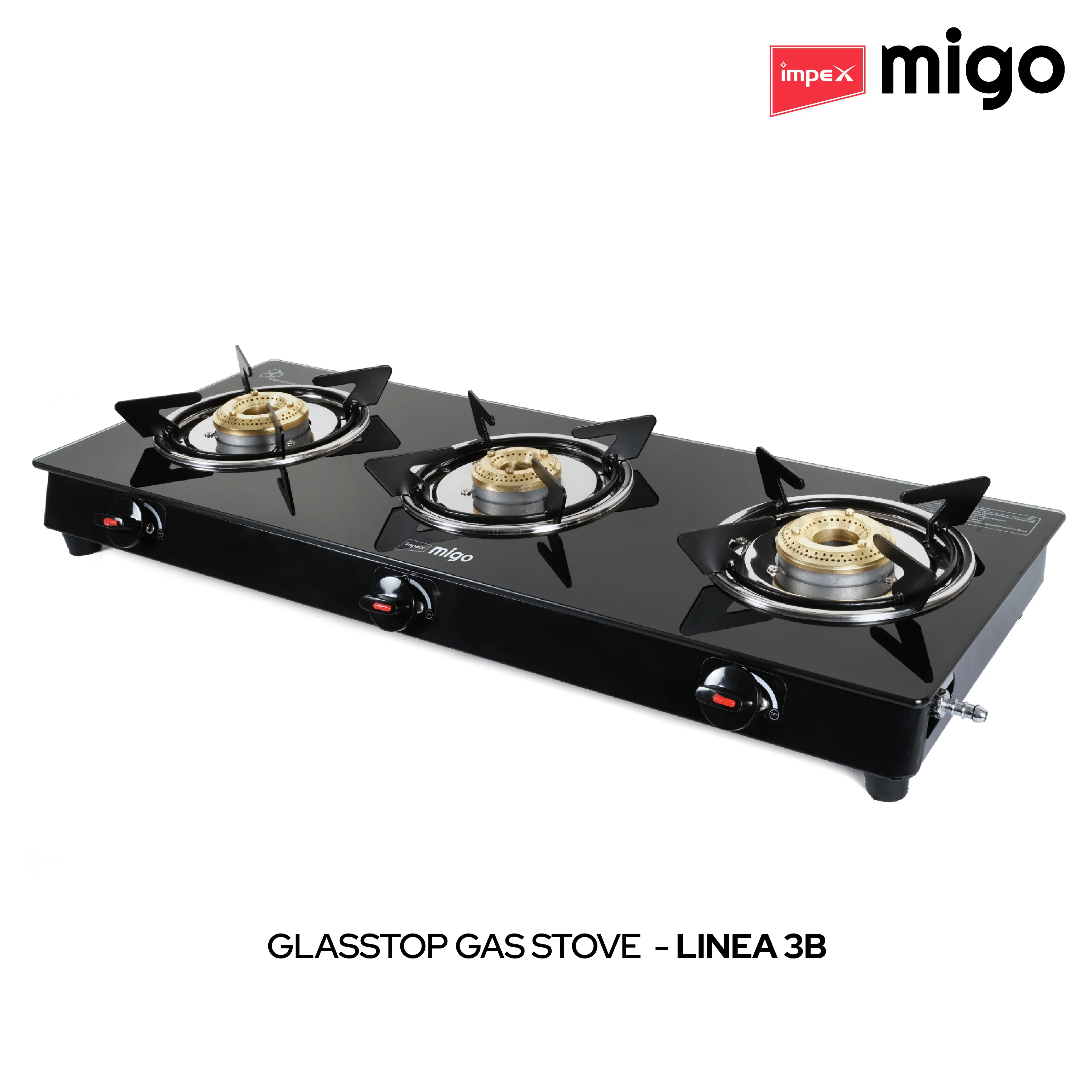 Impex Migo 3 Burner Gas Stove 6 mm Toughened Glass Top LINEA 3B, 1 Year Warranty (Black) - Image 10