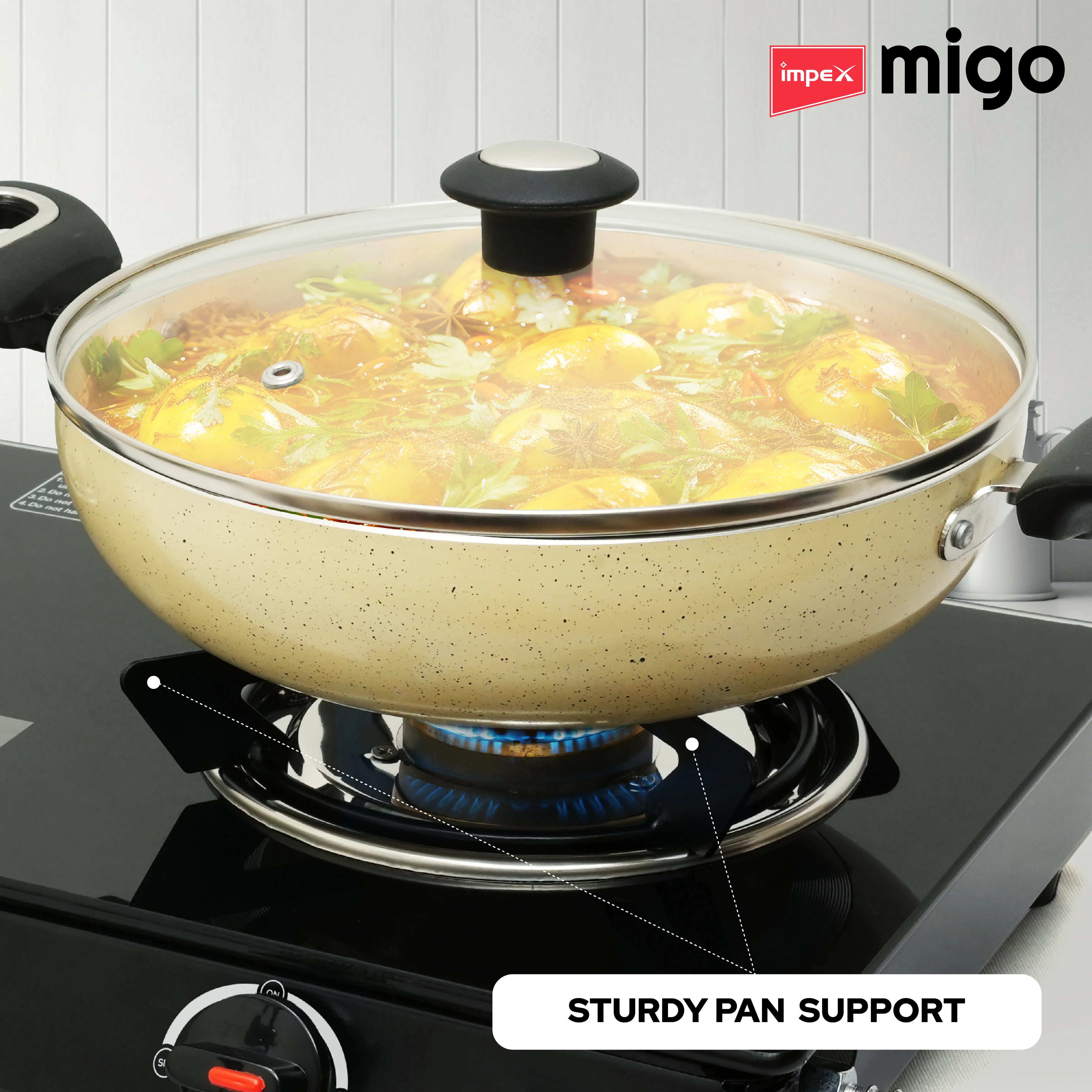 Impex Migo 3 Burner Gas Stove 6 mm Toughened Glass Top LINEA 3B, 1 Year Warranty (Black) - Image 6
