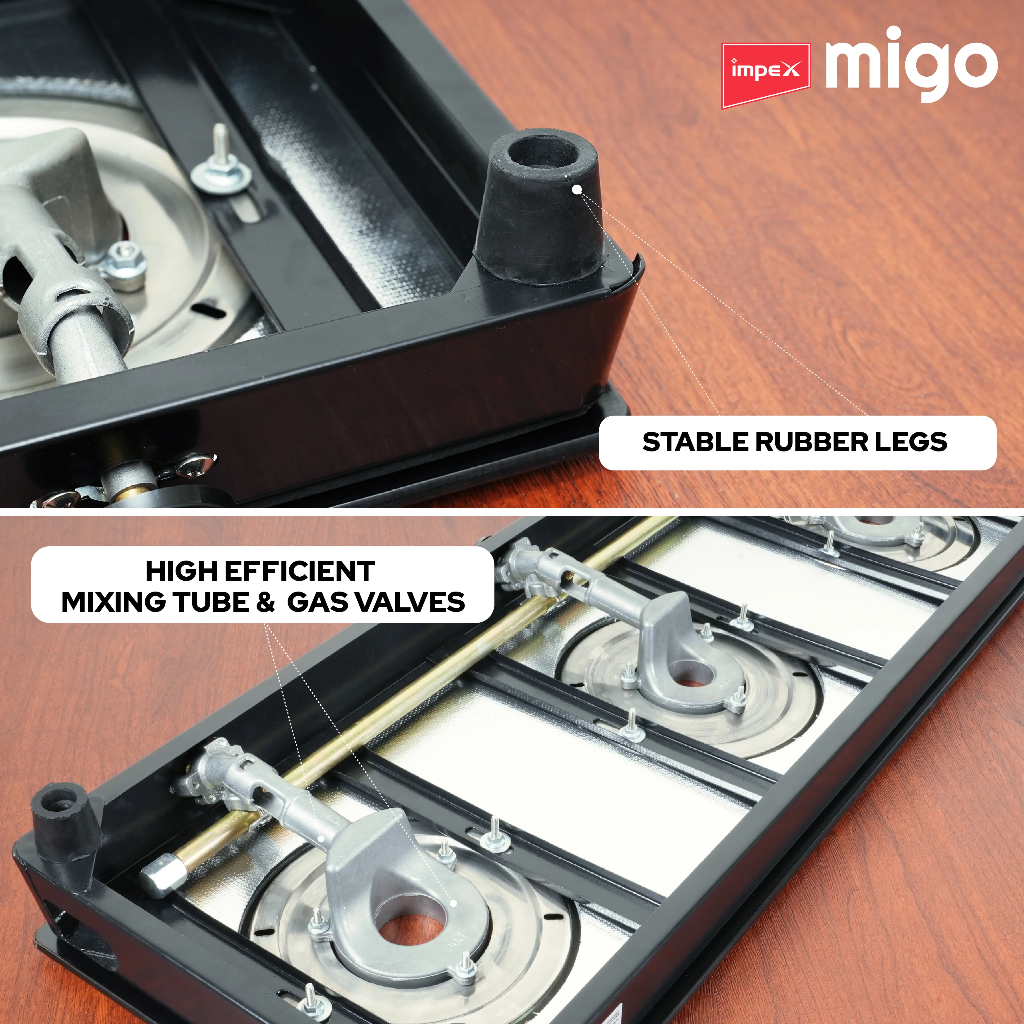 Impex Migo 3 Burner Gas Stove 6 mm Toughened Glass Top LINEA 3B, 1 Year Warranty (Black) - Image 9