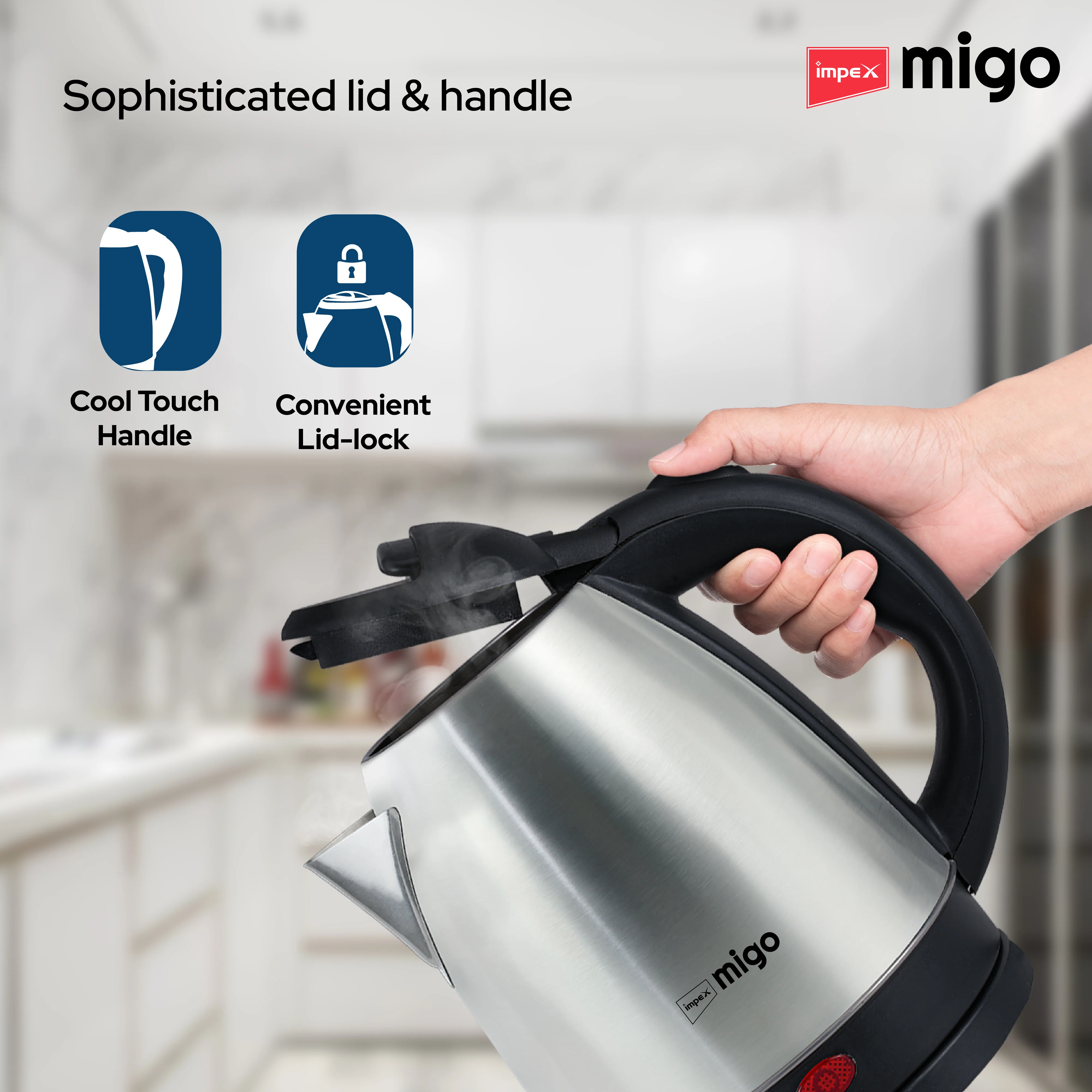 Impex Migo Inferno Stainless Steel Electric Kettle 1.8 Litre 1500 Watts 1 Year Warranty - Image 5