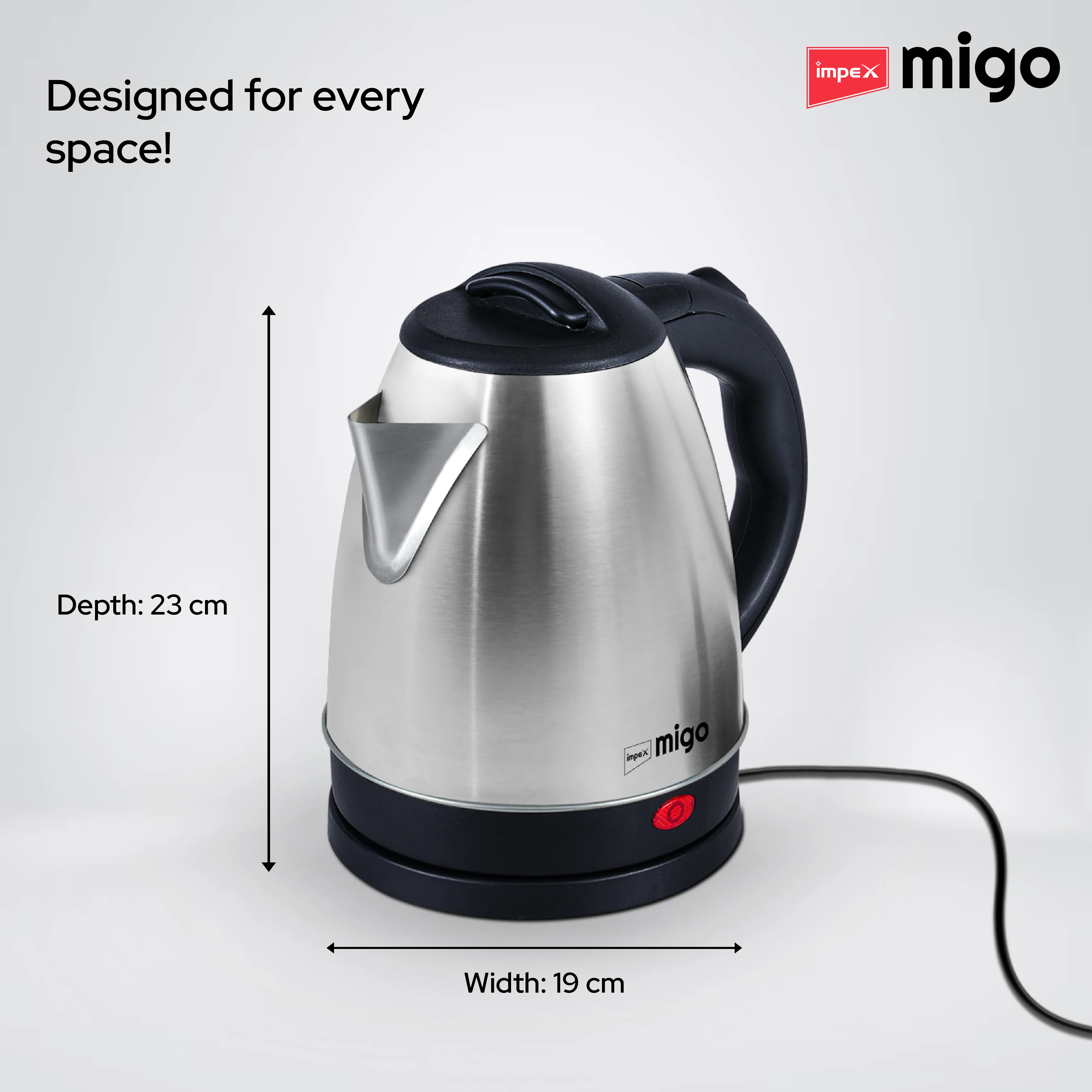 Impex Migo Inferno Stainless Steel Electric Kettle 1.8 Litre 1500 Watts 1 Year Warranty - Image 8