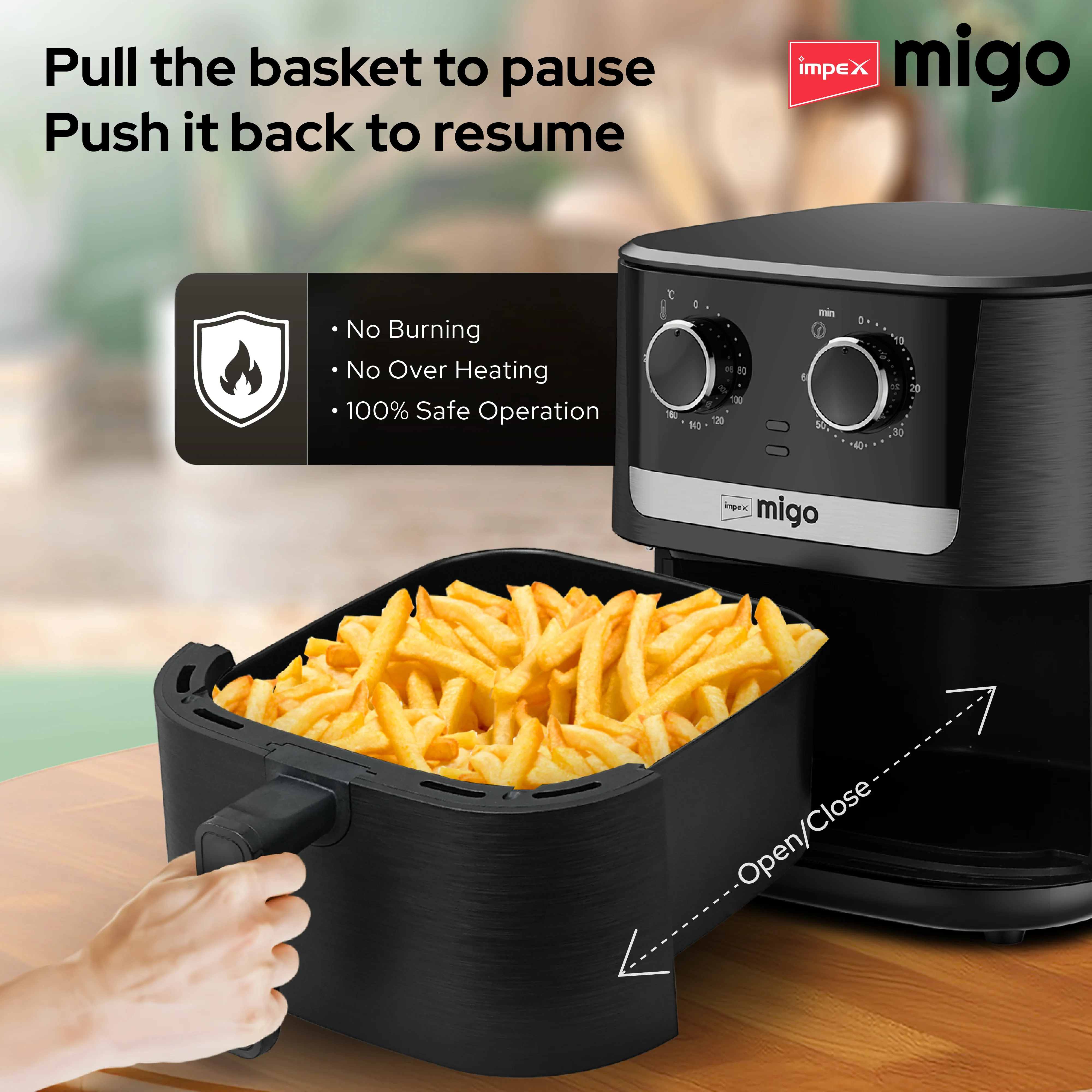 MIGO NUTRIFRY PLUS 6.5 Litre Air Fryer with 1650W Power, Black and Chrome Finish, and 2-Year Warranty - Image 6