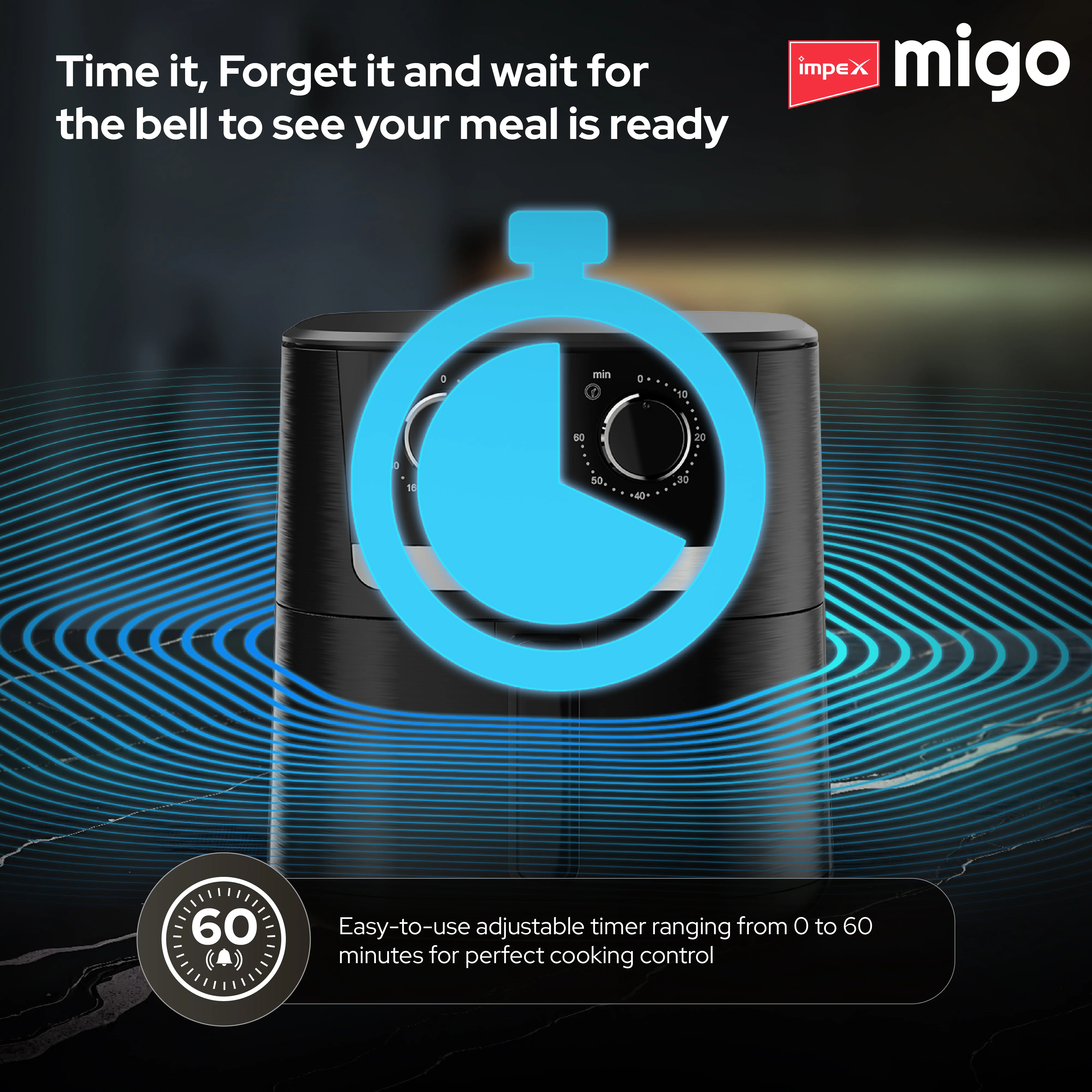 MIGO NUTRIFRY PLUS 6.5 Litre Air Fryer with 1650W Power, Black and Chrome Finish, and 2-Year Warranty - Image 7