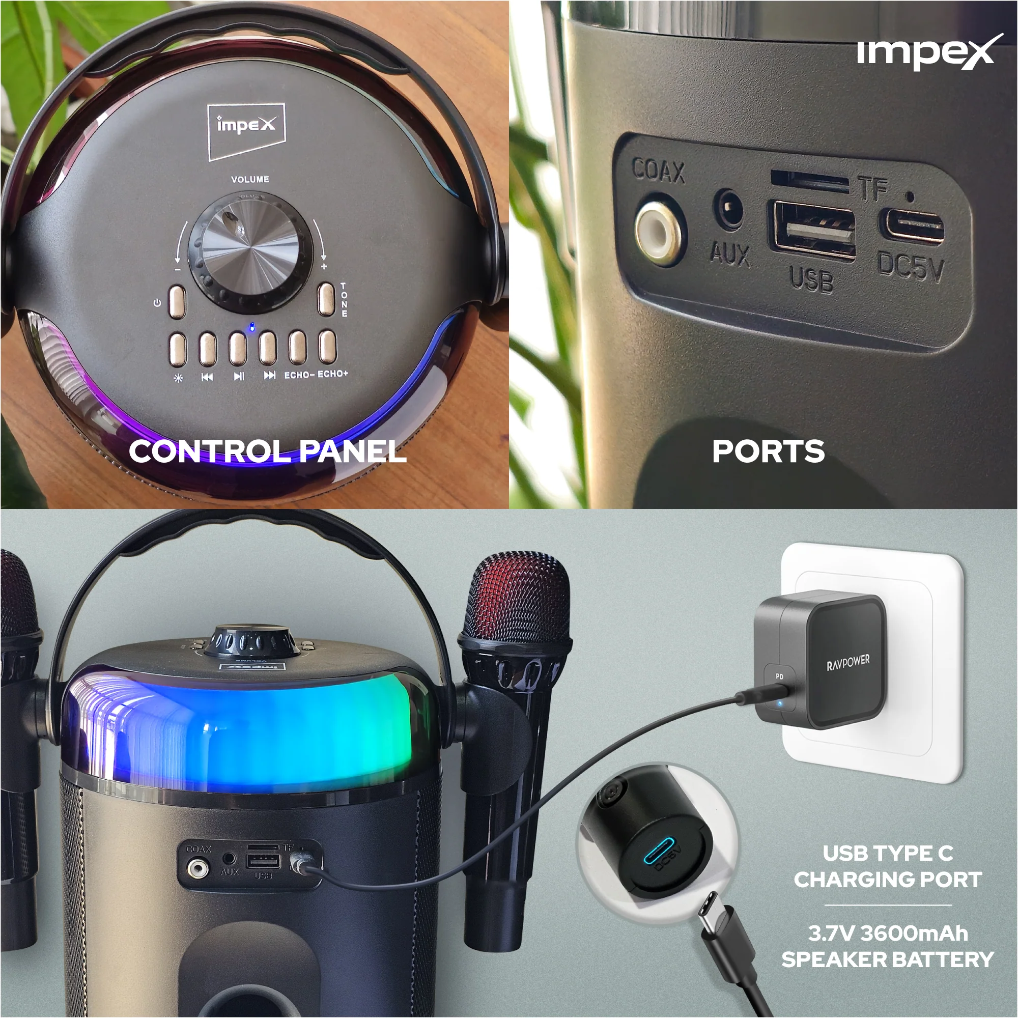 Portable Laraoke speaker (KM 1305) | Dual Mic - Image 3