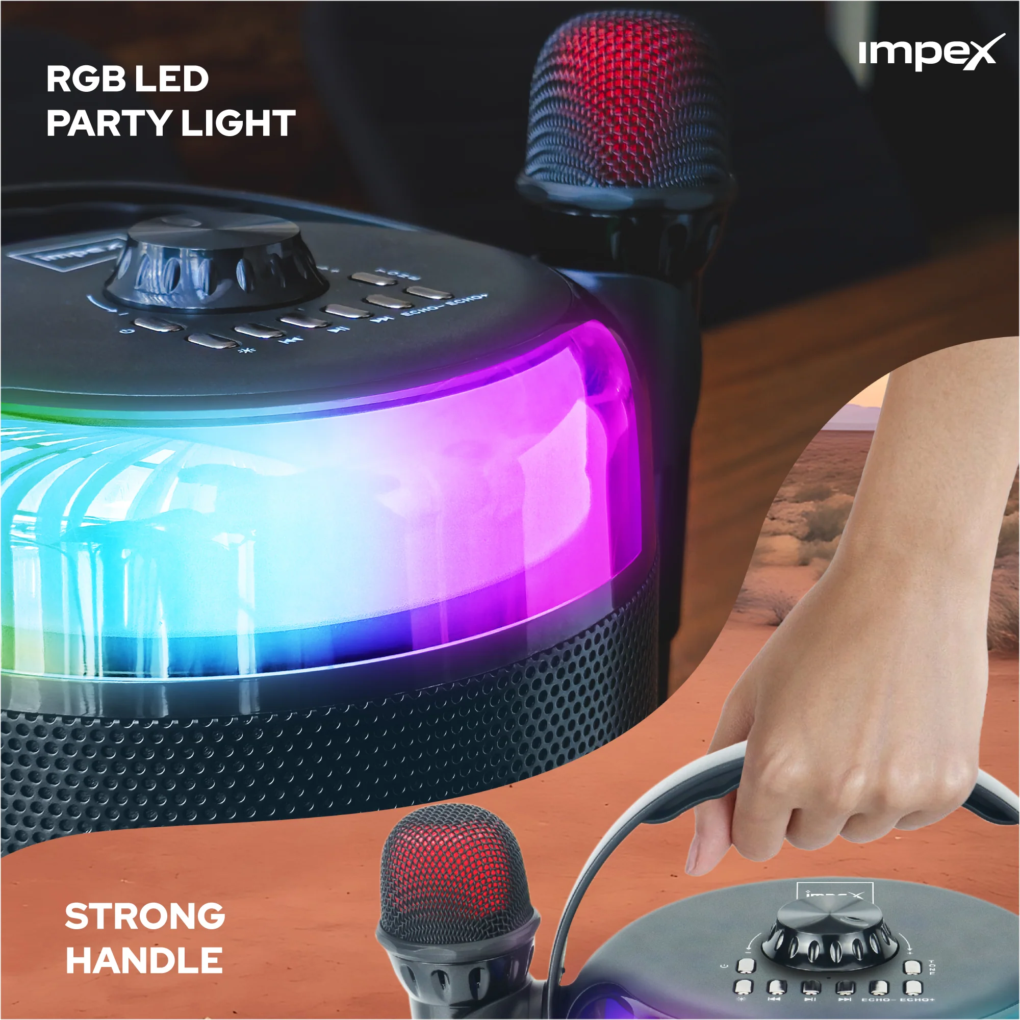 Portable Laraoke speaker (KM 1305) | Dual Mic - Image 5