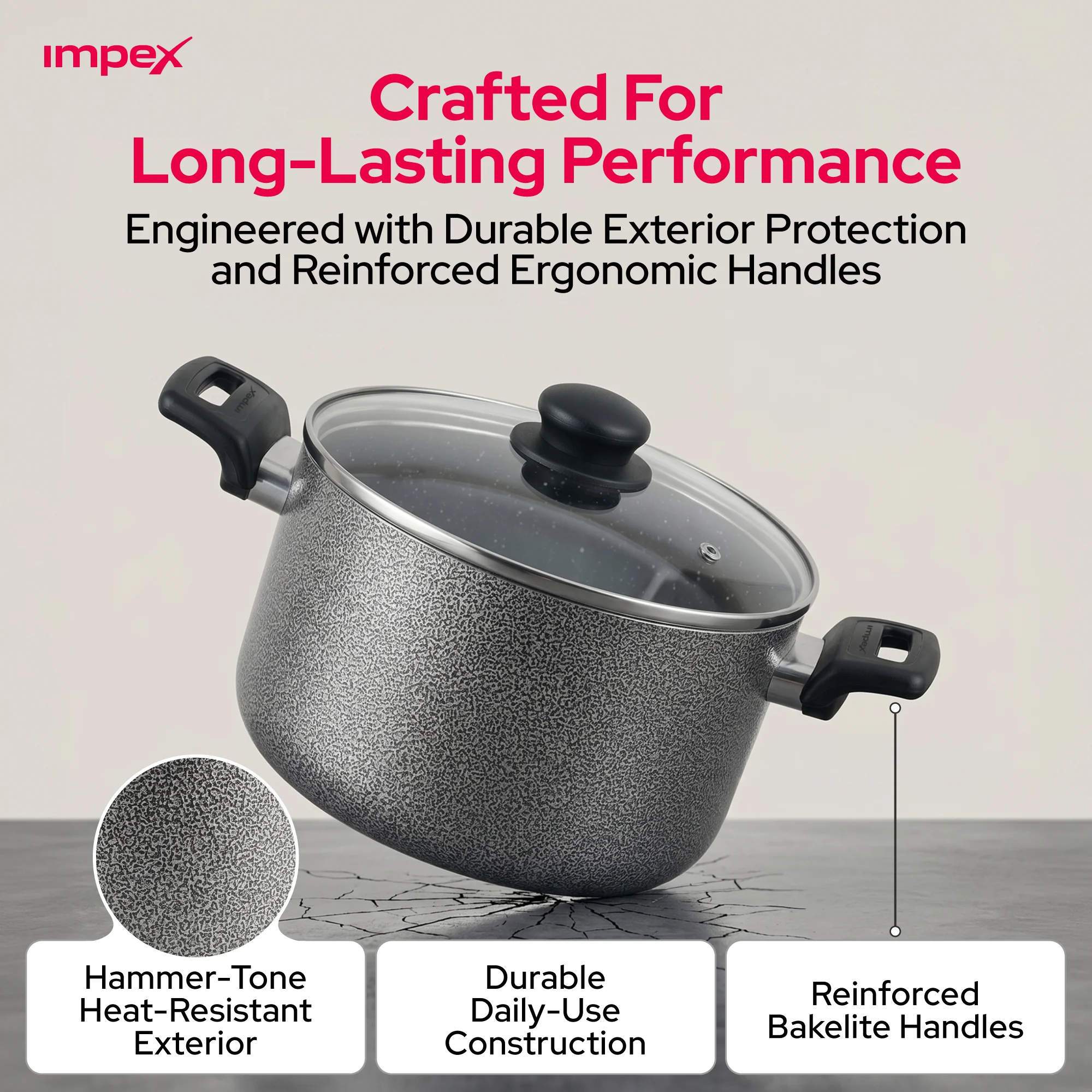 RHUK8N Royal 7-Piece Granite Coated Nonstick Cookware Set | Gas & Induction Compatible | PFOA-Free | Hammer Tone Finish - Image 11