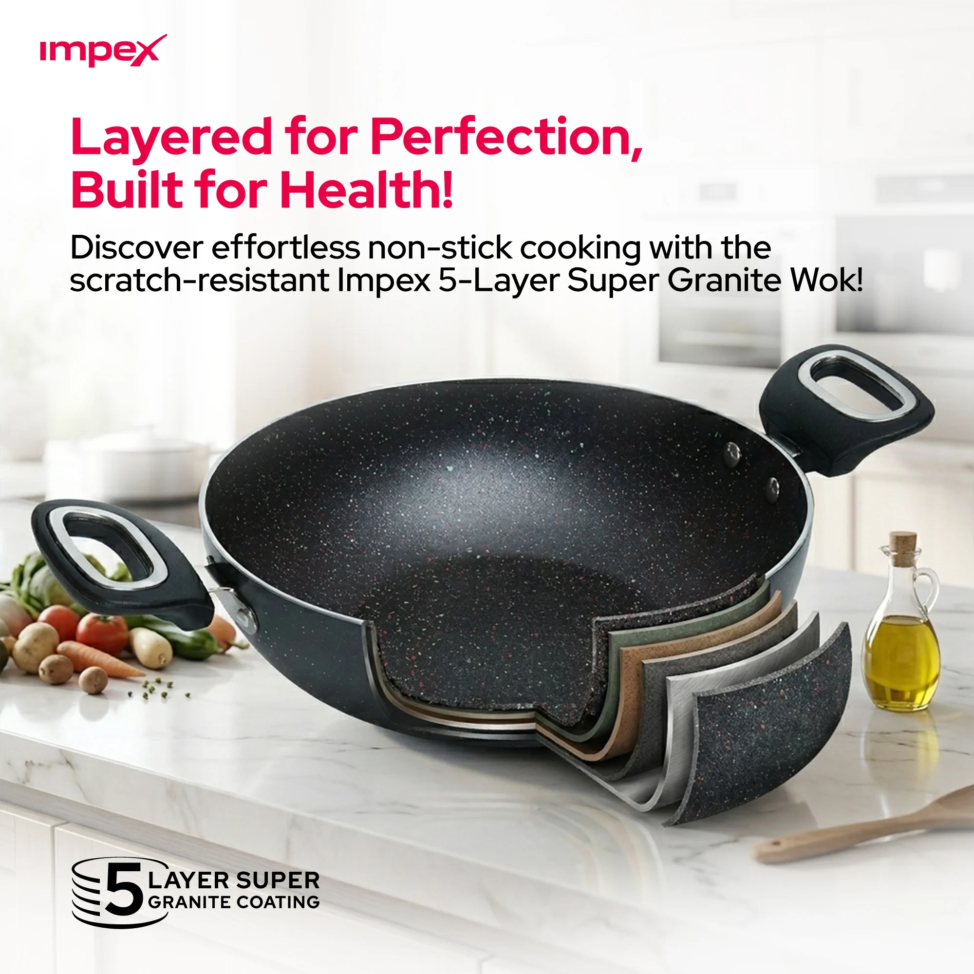 RKTF 24G 4 piece Granite Cookware Set | Non Stick | Easy Clean | Gas & Induction Compatible - Image 4