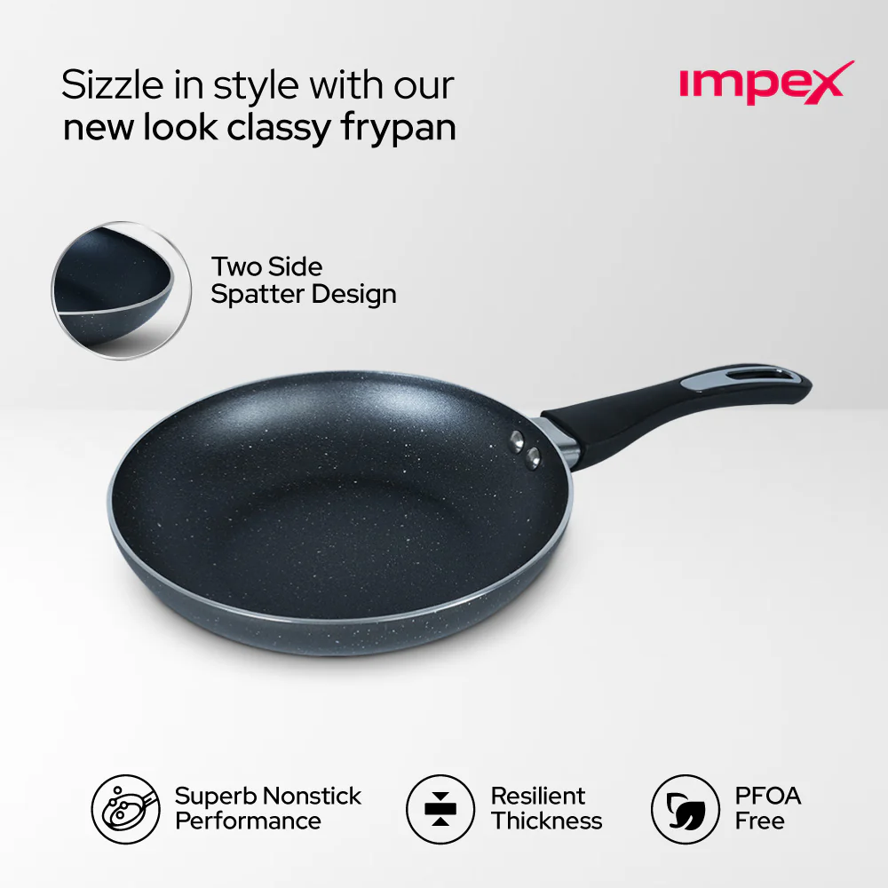 Impex Royal Granite nonstick Fry pan 24 cm (RFP24G) with 5-Layer Granite Coating | Induction, Electric and Gas compatible | 1 Year Warranty - Image 3