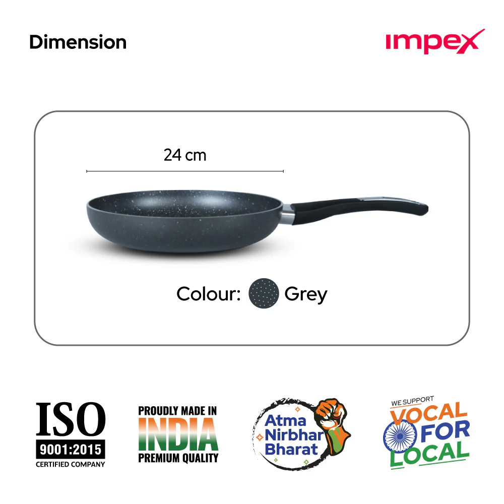 Impex Royal Granite nonstick Fry pan 24 cm (RFP24G) with 5-Layer Granite Coating | Induction, Electric and Gas compatible | 1 Year Warranty - Image 5