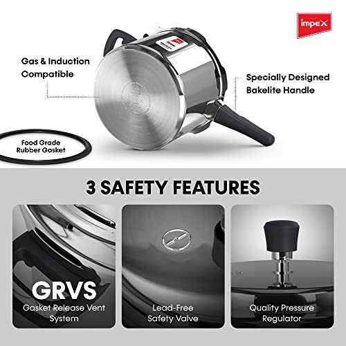 Impex Serene Stainless Steel Triply Pressure Cooker Outer Lid 3 Ltr, silver - Image 3