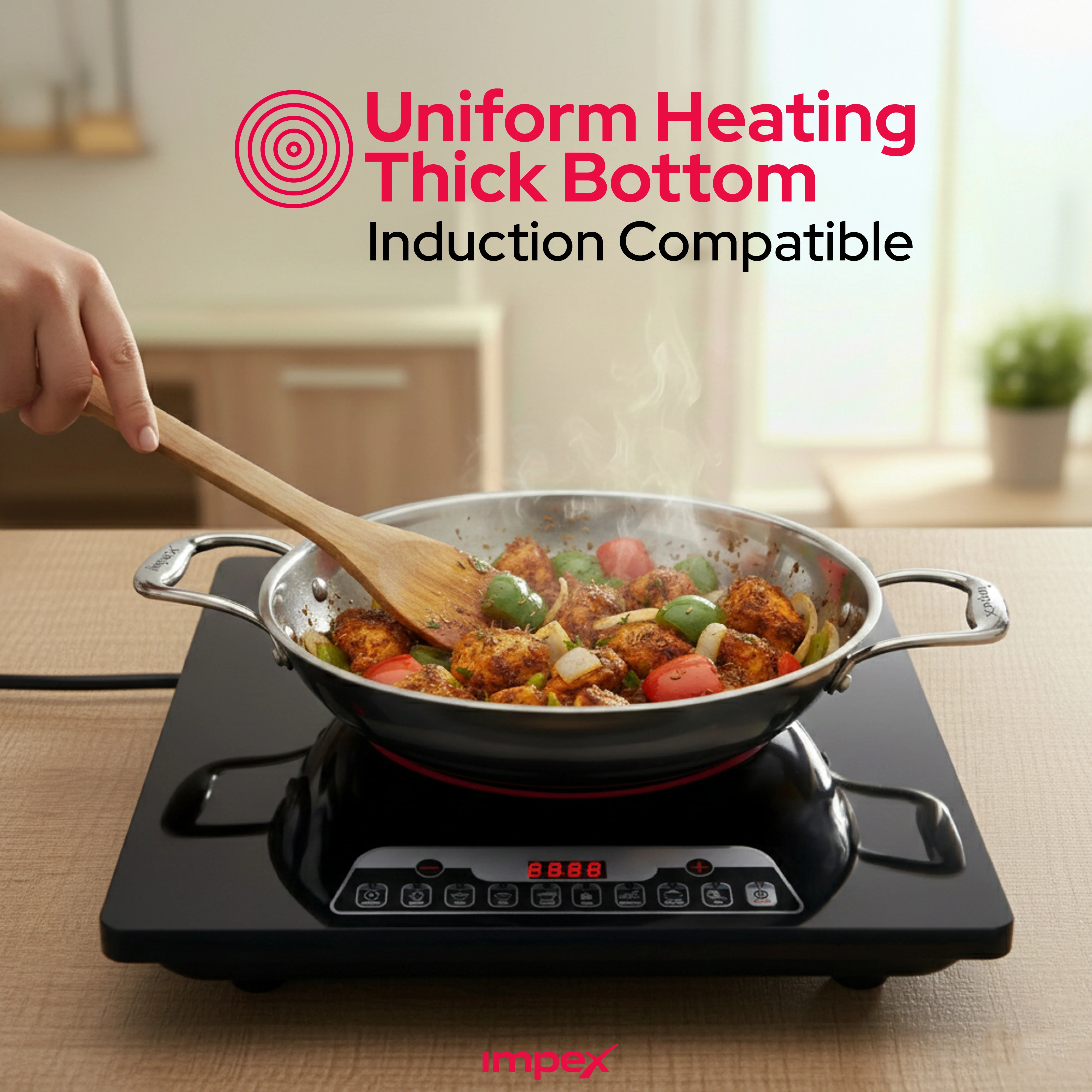 Impex Serene Triply Stainless Steel Kadai pan 20cm with Lid | 304 Grade Stainless Steel Kadai pan | No PFOA Coating | Impact Bonded Tri-Ply Bottom Induction Friendly Cookware, Kadai Pan- 1.4 LTR - Image 9