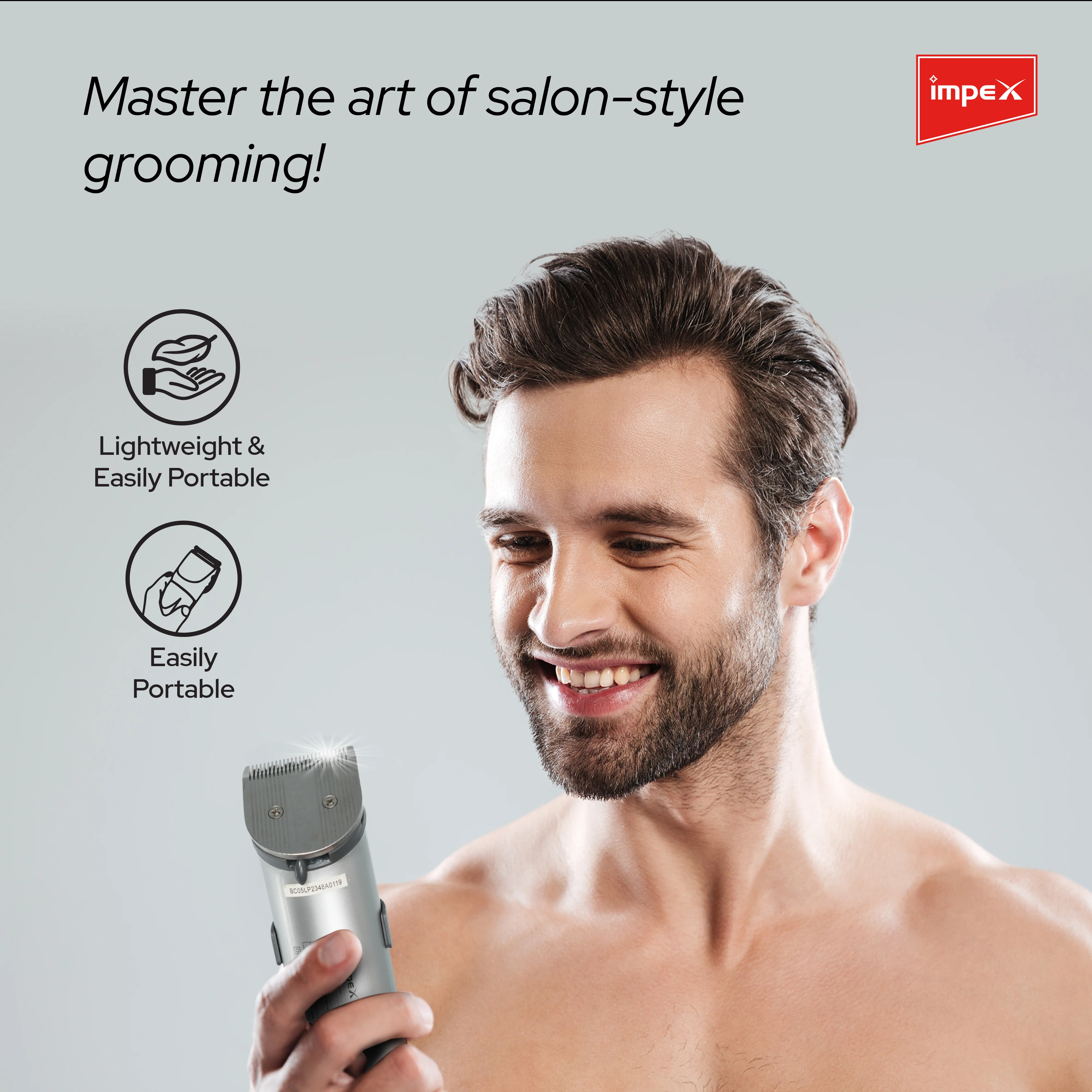 Impex TIDY IHC5 Cordless Hair Trimmer for Men with 5 Clip-on Combs and Charging Stand (Silver) - Image 7