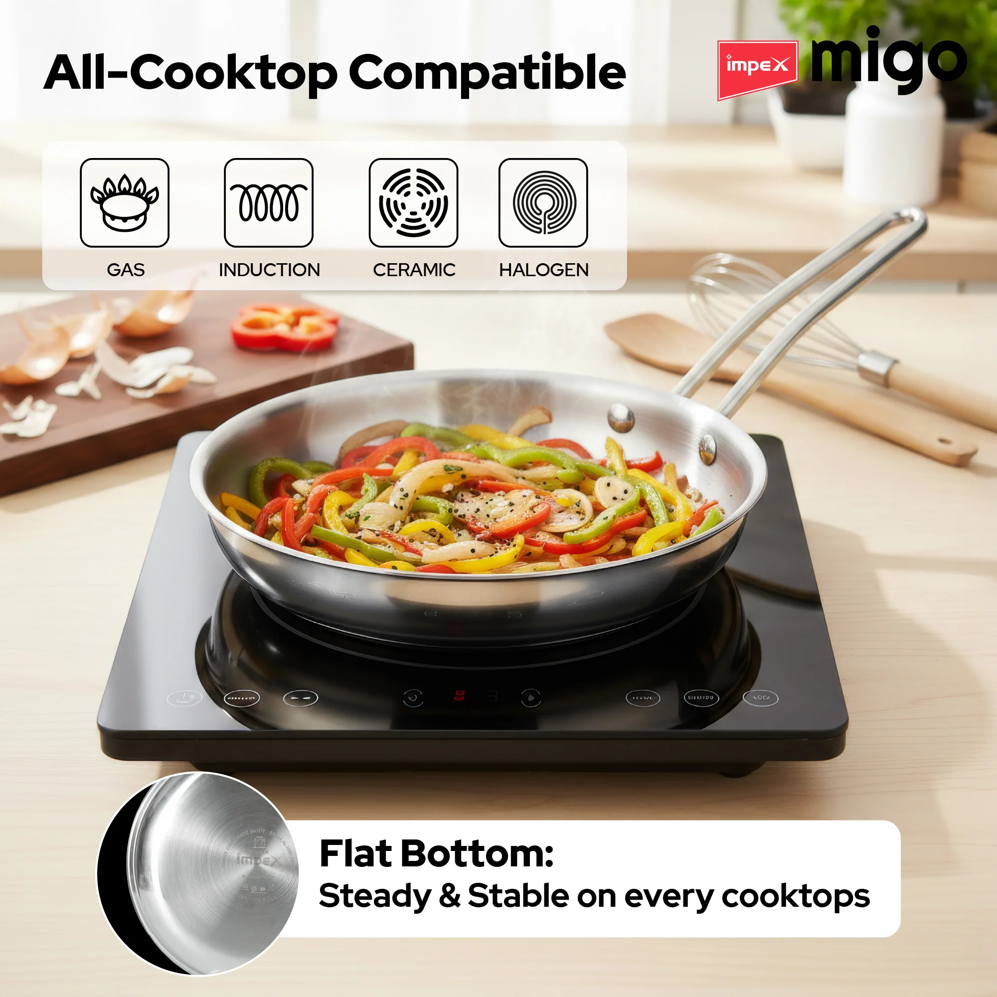 Impex TKFM 426 Migo 4-Piece SS Triply Cookware Set with  Kadai,  Fry Pan,  Milk Pan, and Stainless Steel Lid - Image 6